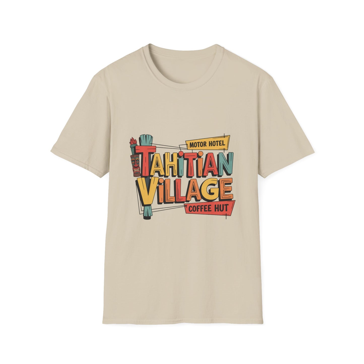 Tahitian Village Retro Tiki Graphic Tee