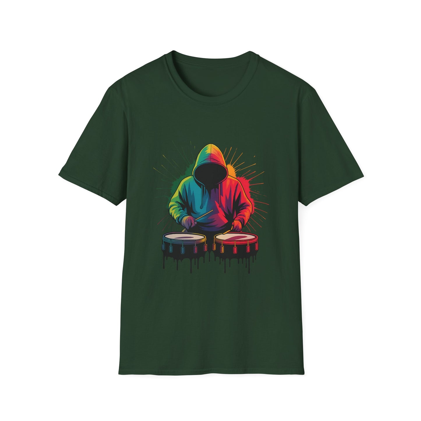 Neon Musician Drummer Paint Splatter T-Shirt