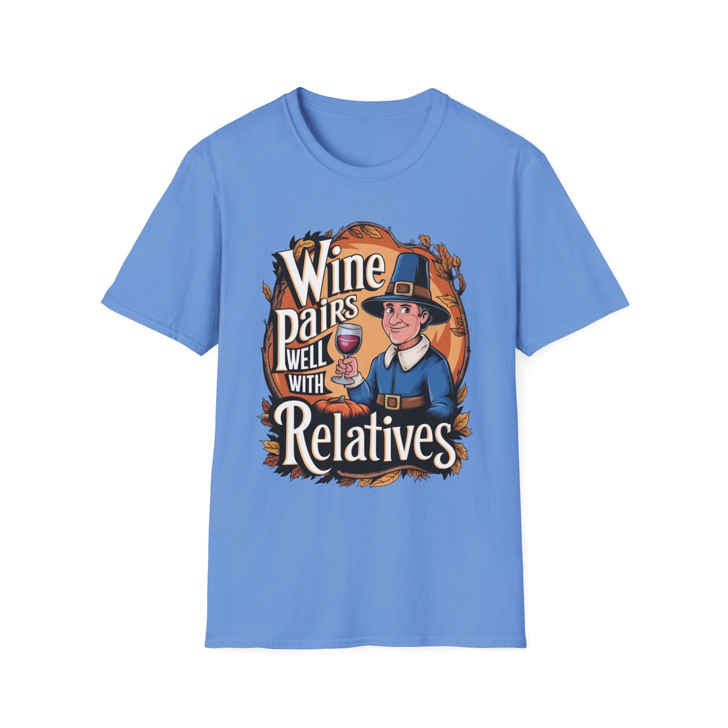 Wine Pairs Well With Relatives – Pilgrim Pour Edition Short Sleeve Tee