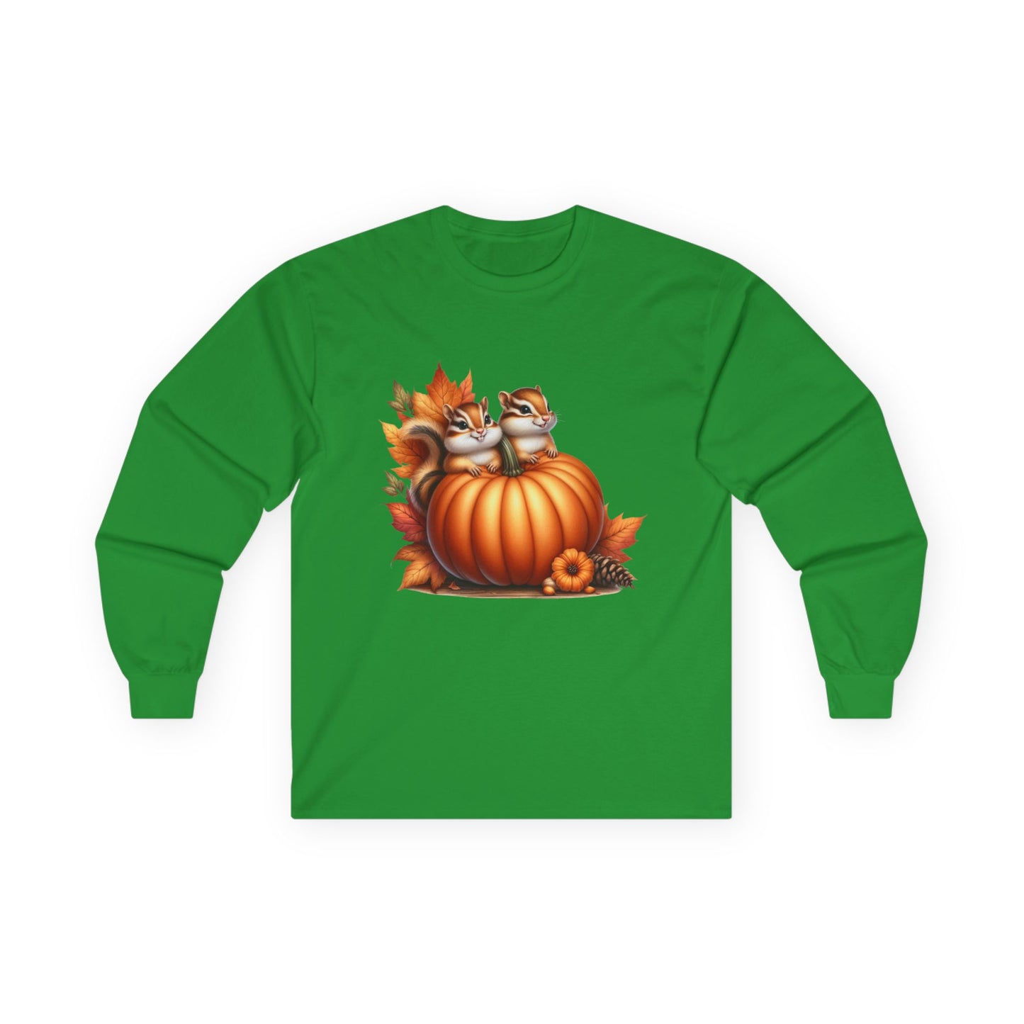 “Pumpkin Perch Chipmunks” Long Sleeve Tee – Harvest Heart Edition