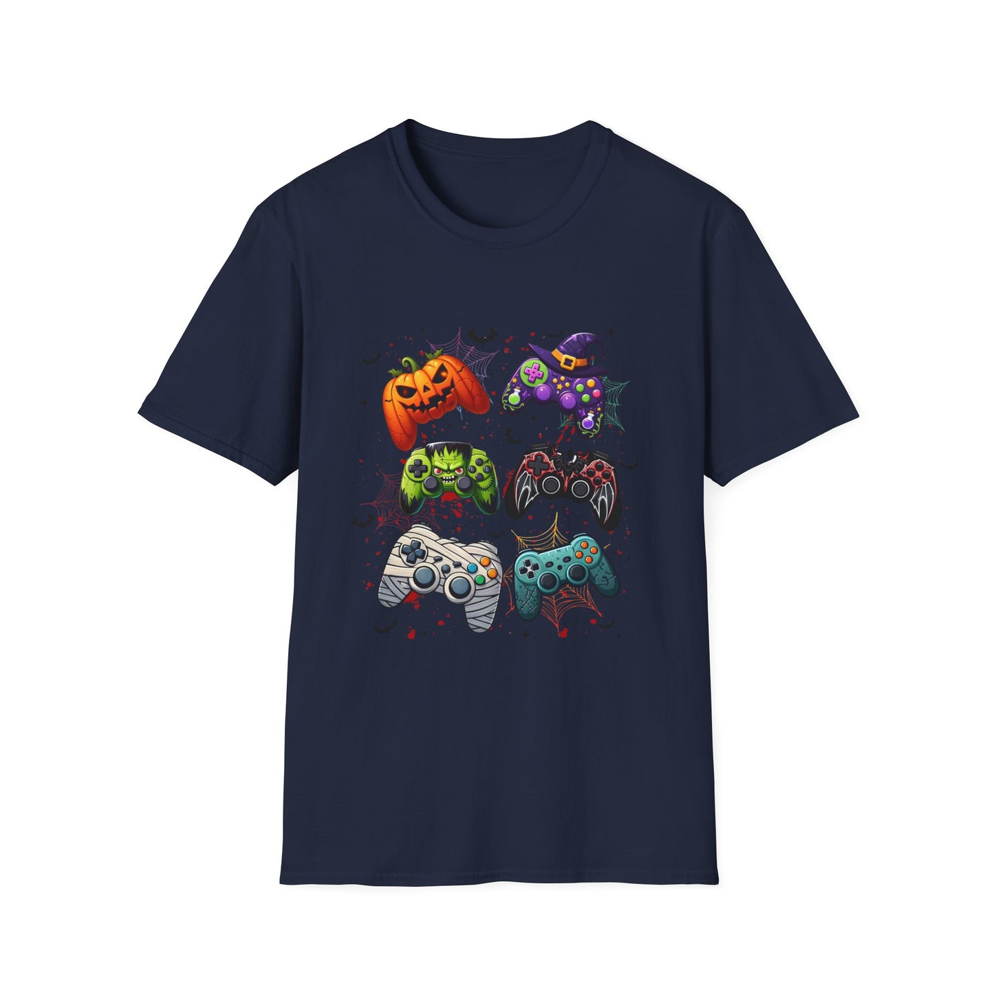 Halloween Gamepad T-Shirt, Gamer Tee for Horror Levels, Spooky Season Shirt, Unisex Softstyle Top, Cursed Vibe Controller Costume