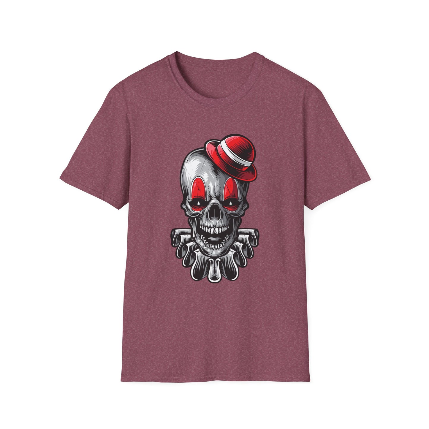 Skull Clown Graphic Tee with Red Eyes