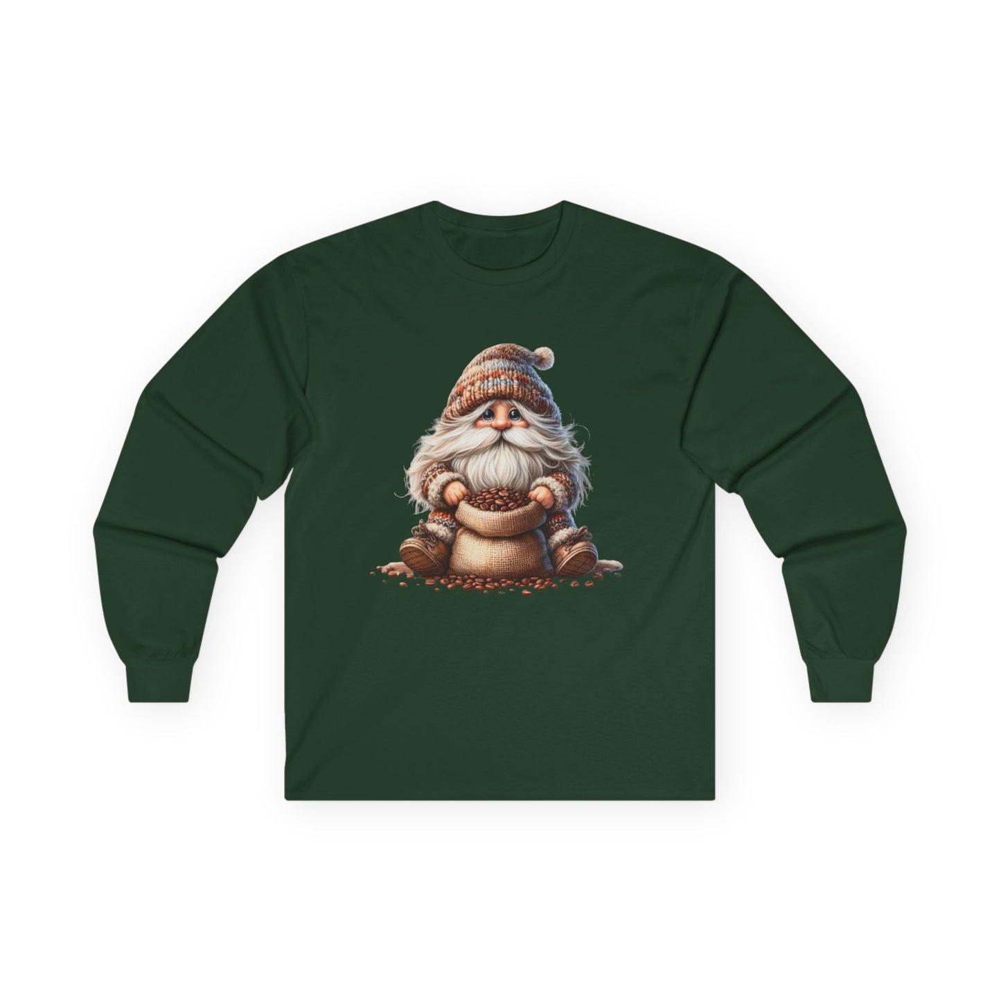 “Coffee Bean Gnome” Long Sleeve Tee – Brewed & Bearded Edition