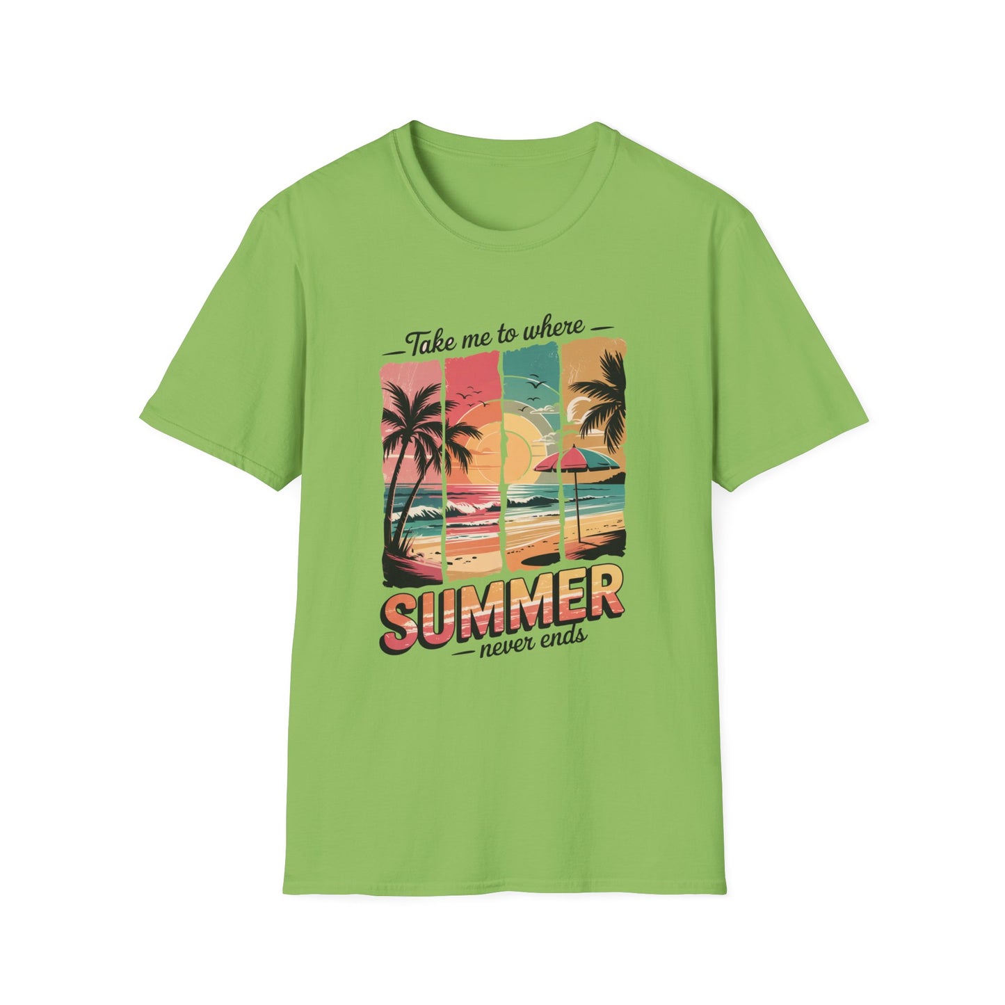 Where Summer Never Ends Sunset Panel Graphic Tee