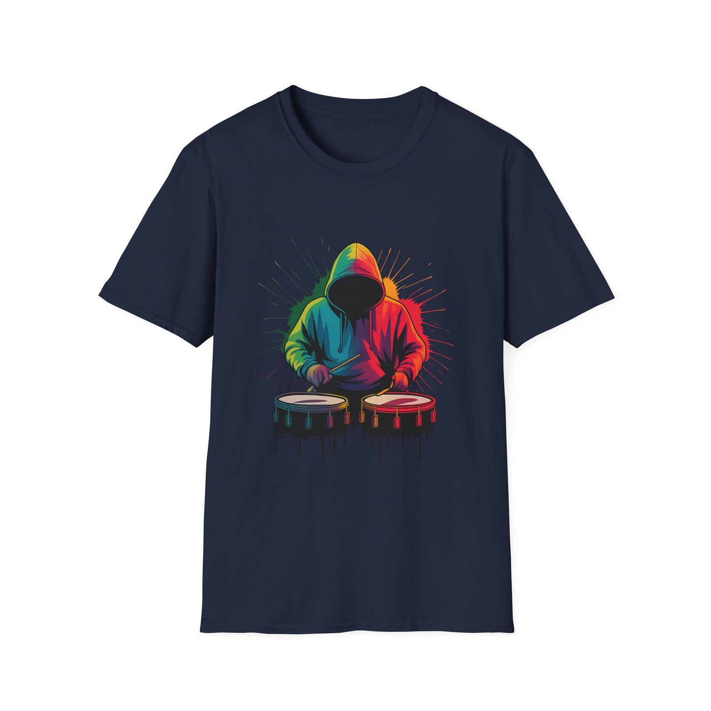 Neon Musician Drummer Paint Splatter T-Shirt