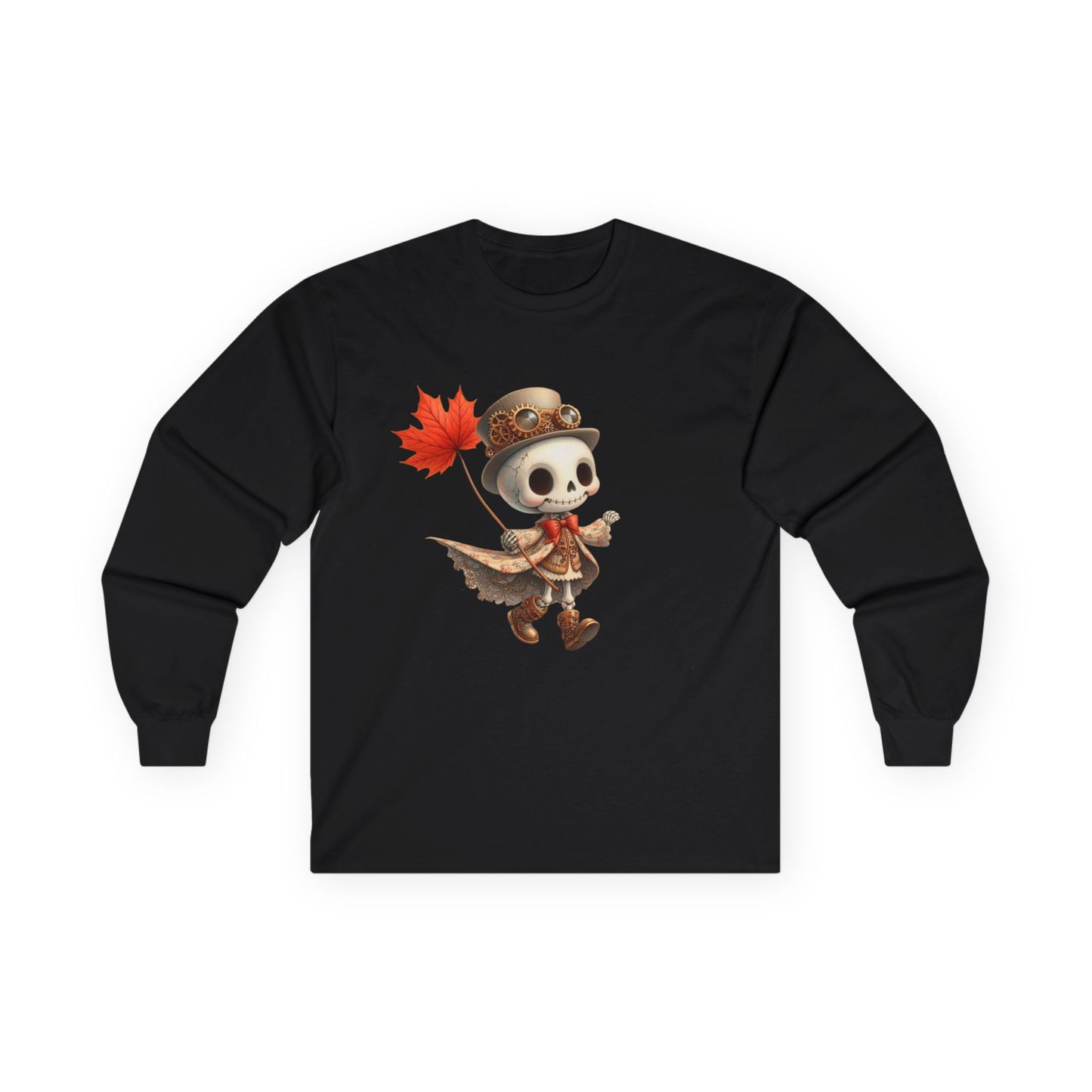 “Leaf Balloon Skeleton” Long Sleeve Tee – Steampunk Harvest Edition