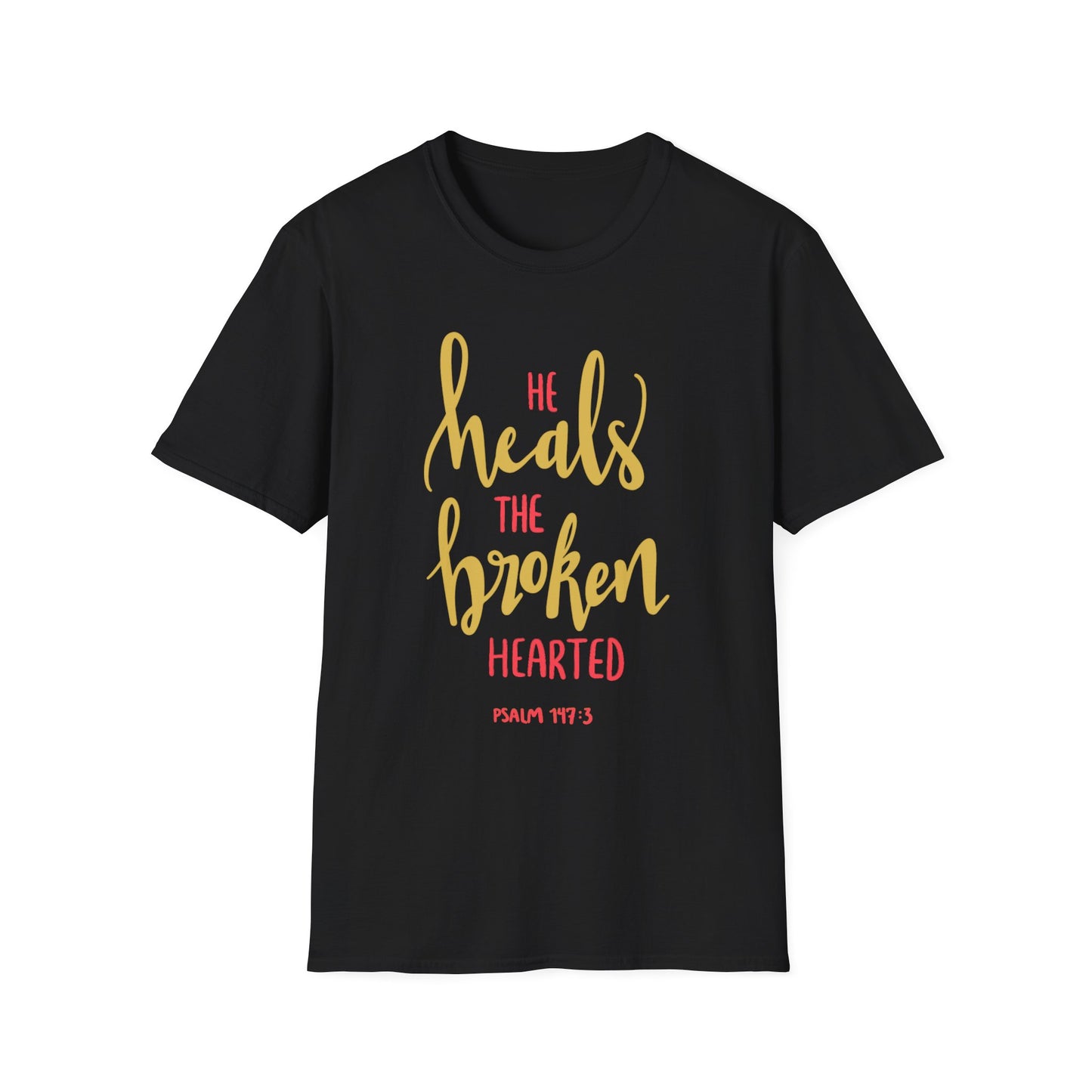 He Heals the Brokenhearted Tee – Psalm 147:3 Comfort Edition