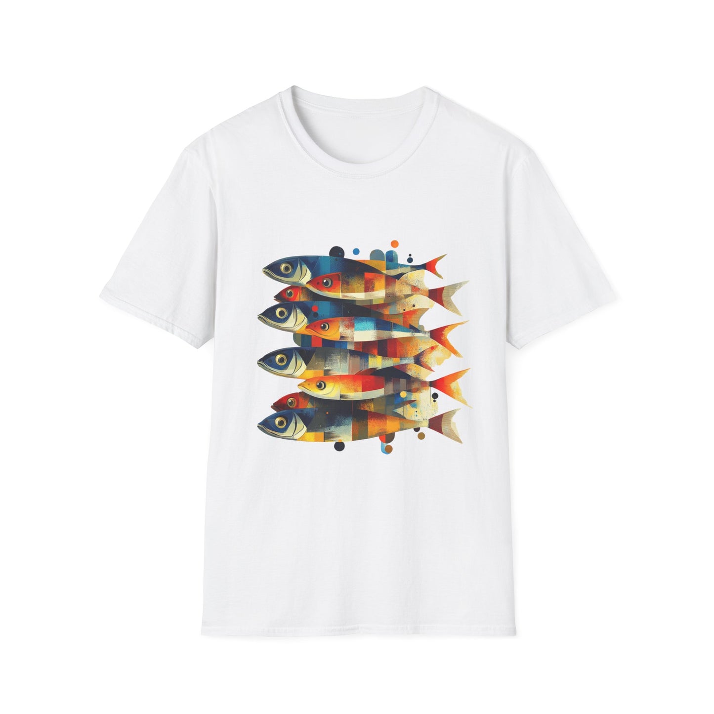 Stacked Signals – Abstract Fish Formation Tee