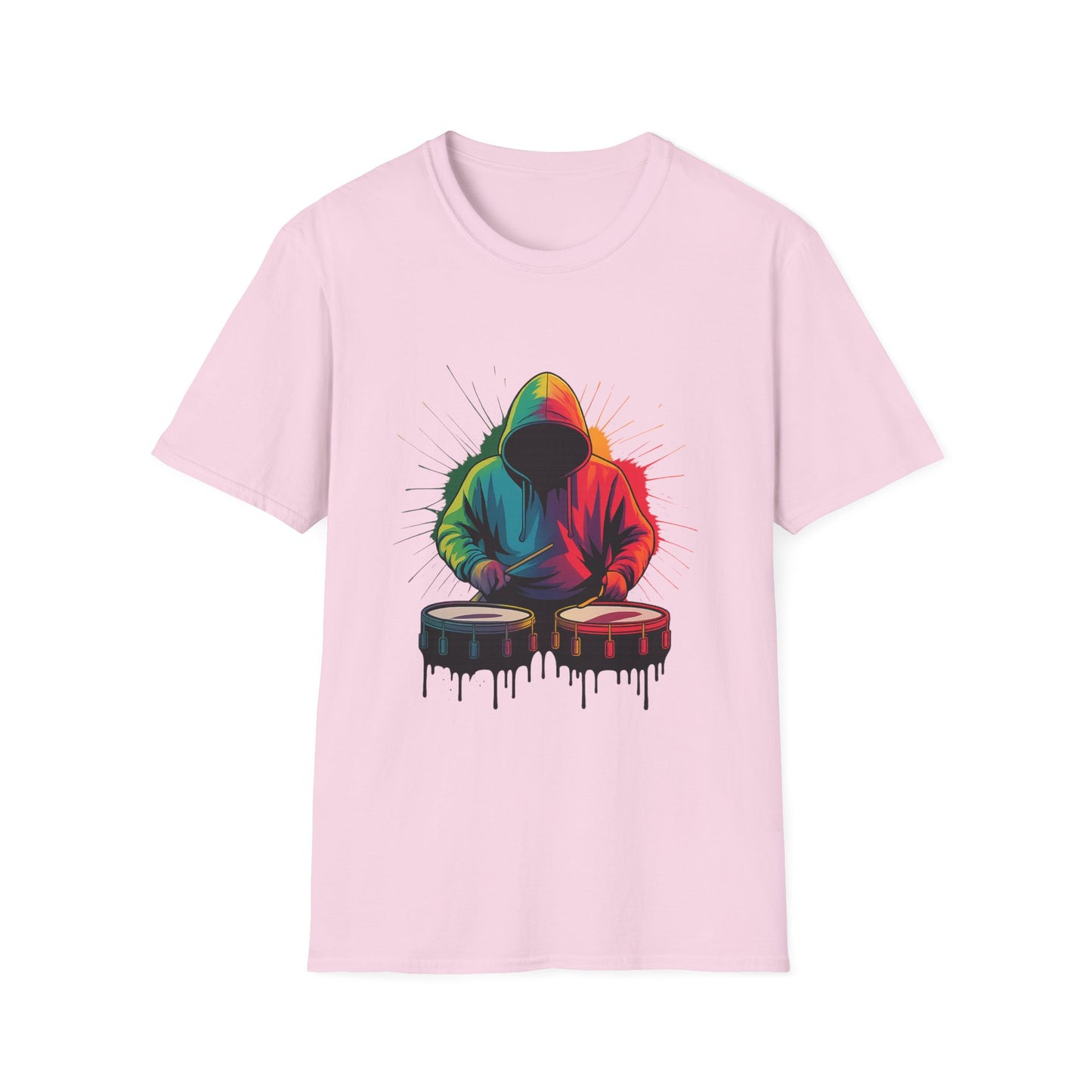 Neon Musician Drummer Paint Splatter T-Shirt