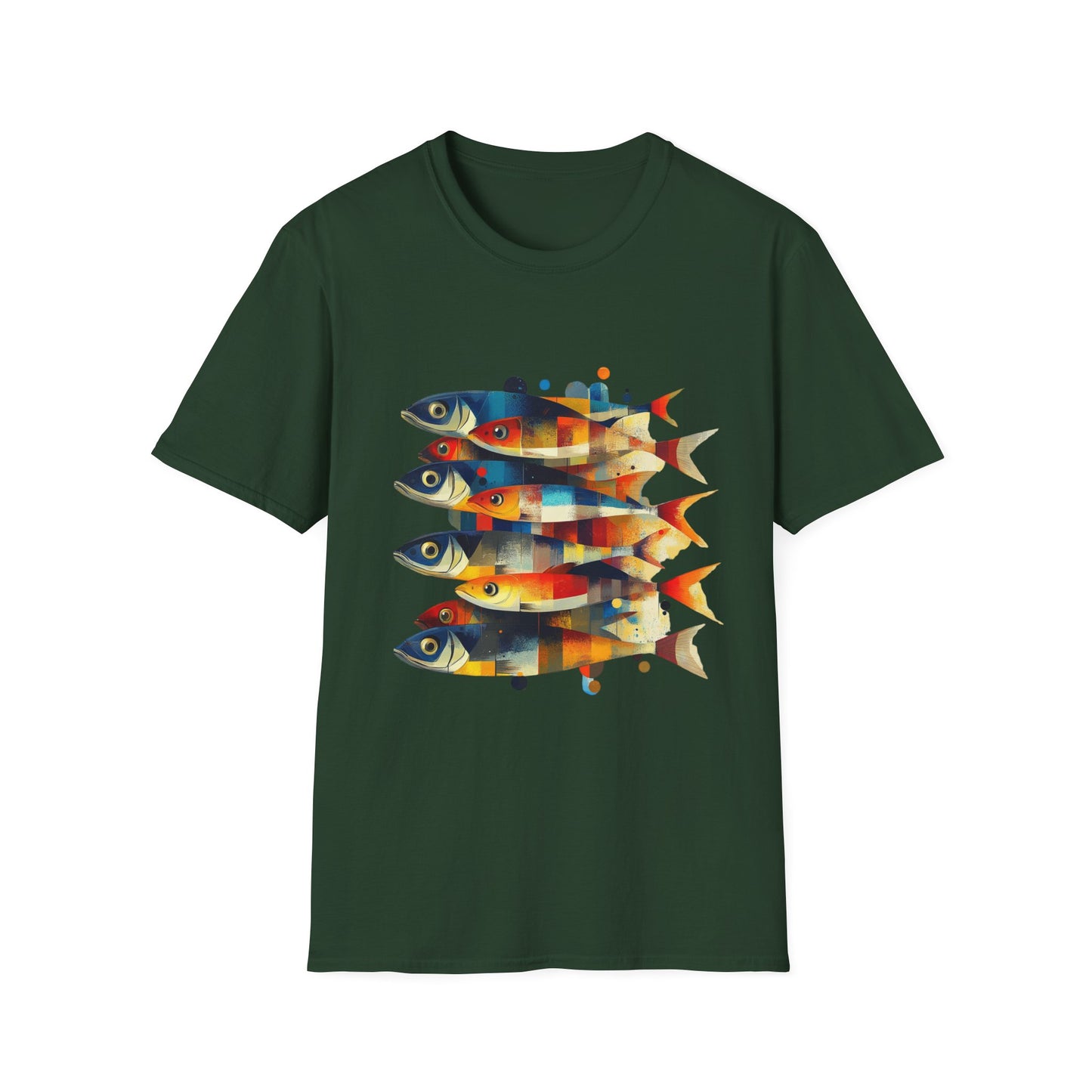 Stacked Signals – Abstract Fish Formation Tee