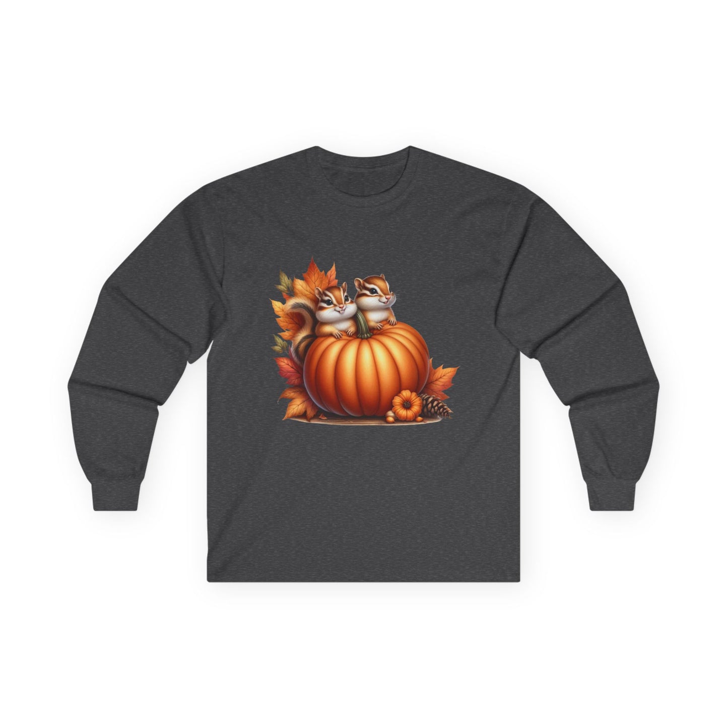 “Pumpkin Perch Chipmunks” Long Sleeve Tee – Harvest Heart Edition