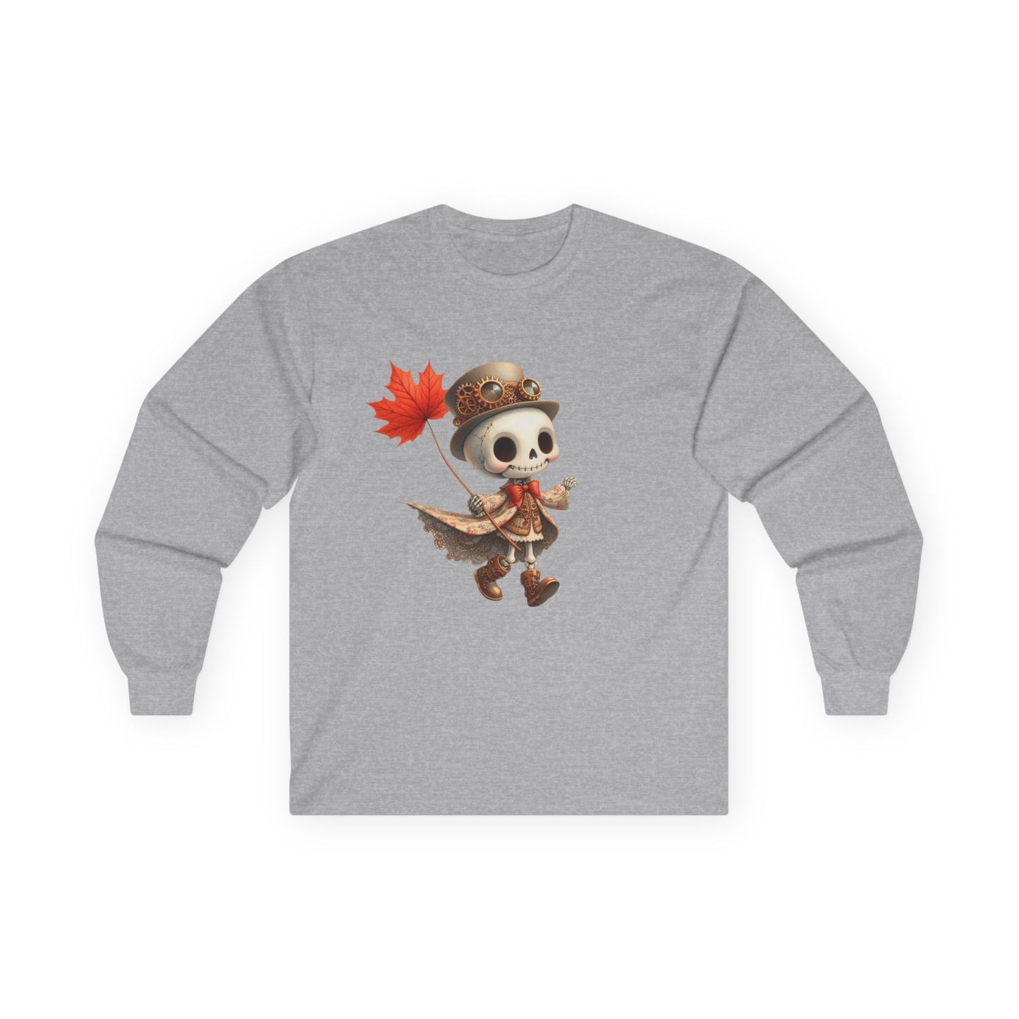 “Leaf Balloon Skeleton” Long Sleeve Tee – Steampunk Harvest Edition