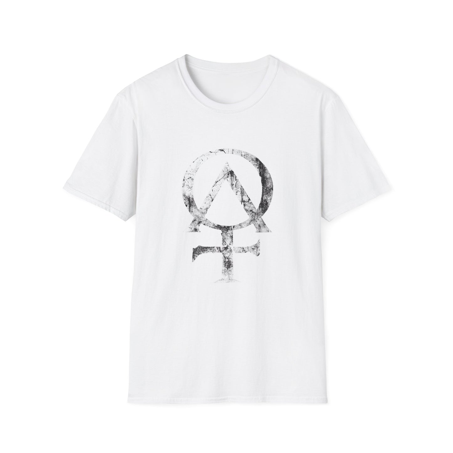 Alpha and Omega Distressed Christian Cross Emblem Tee