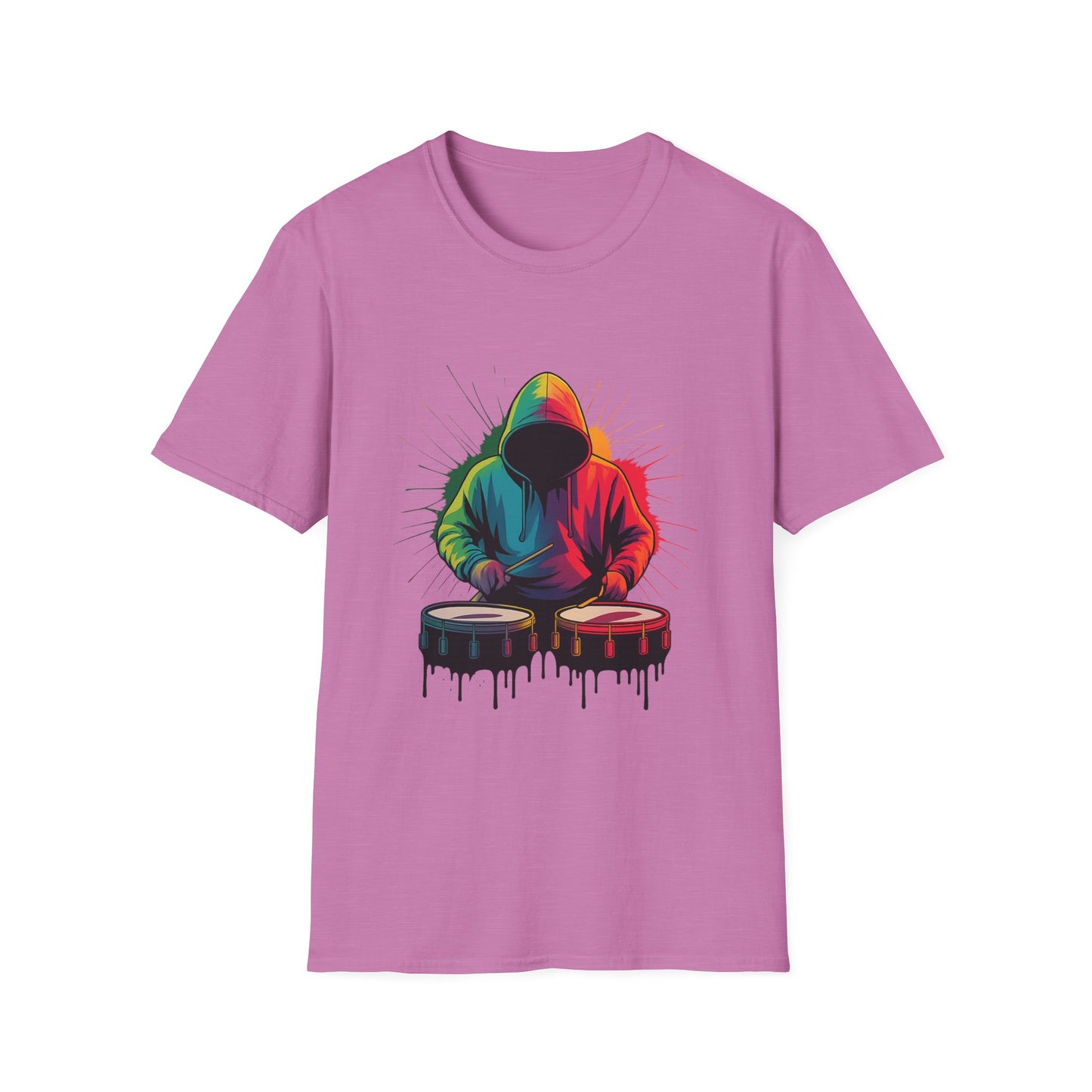 Neon Musician Drummer Paint Splatter T-Shirt