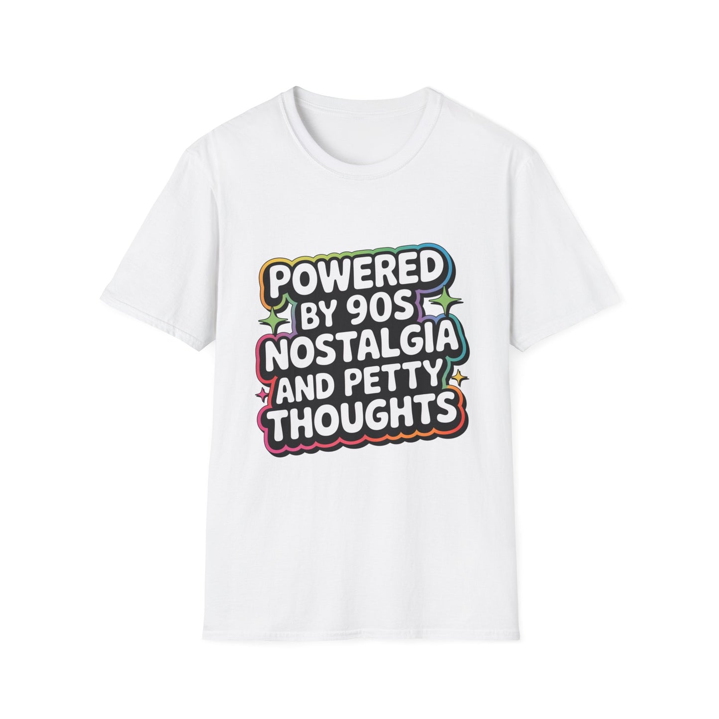 'Powered By 90s Nostalgia And Petty Thoughts' Funny Tee