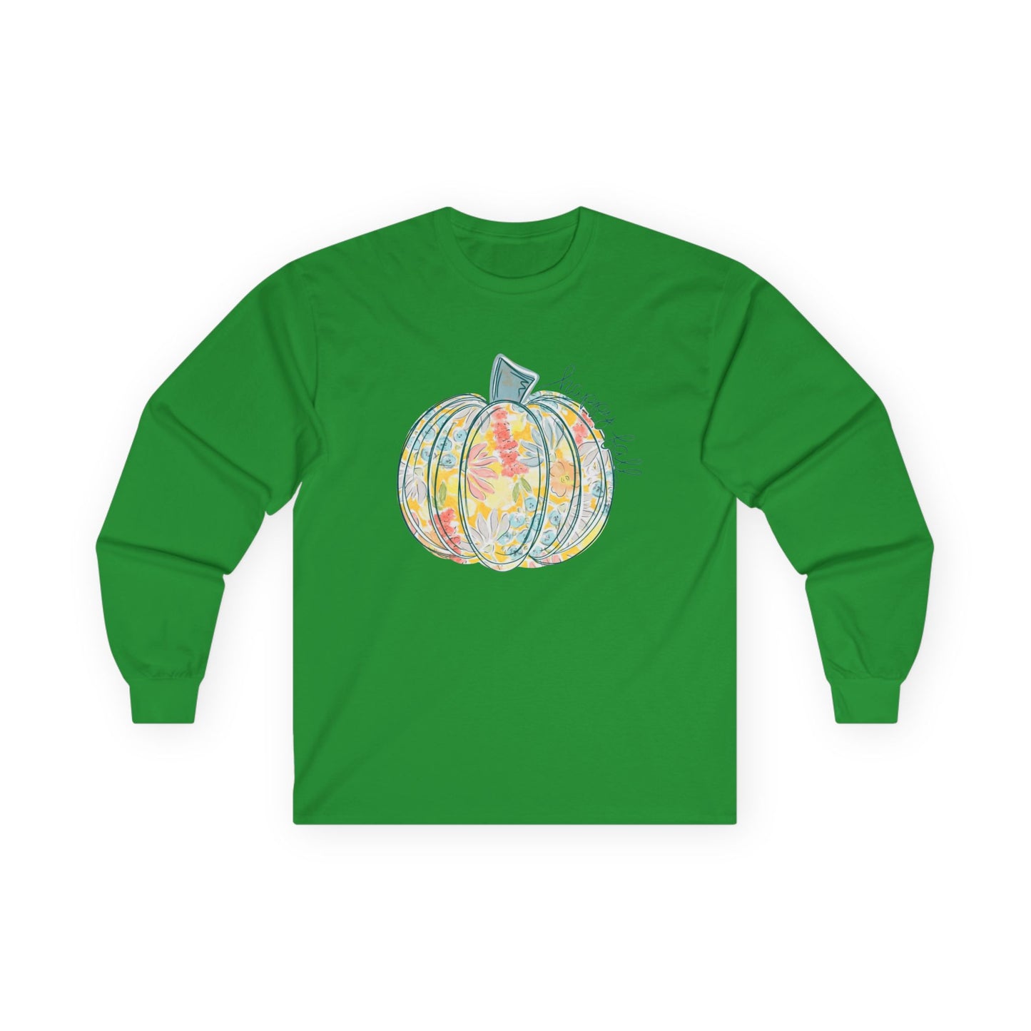 “Happy Fall Floral Pumpkin” Long Sleeve Tee – Bloom & Gourd Edition