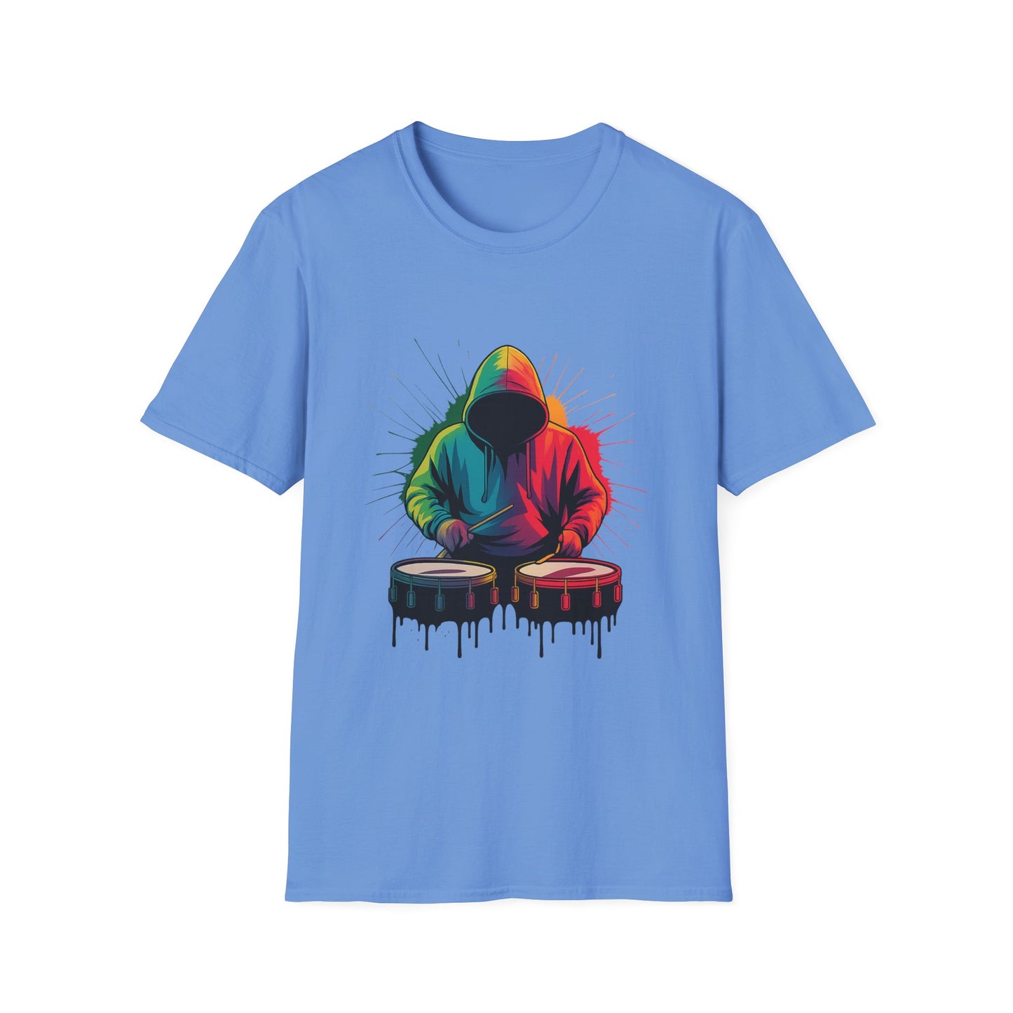 Neon Musician Drummer Paint Splatter T-Shirt
