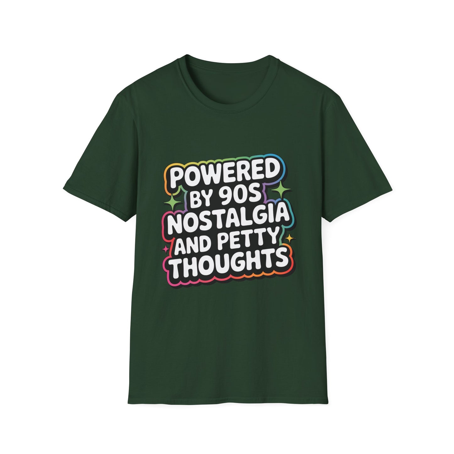 'Powered By 90s Nostalgia And Petty Thoughts' Funny Tee