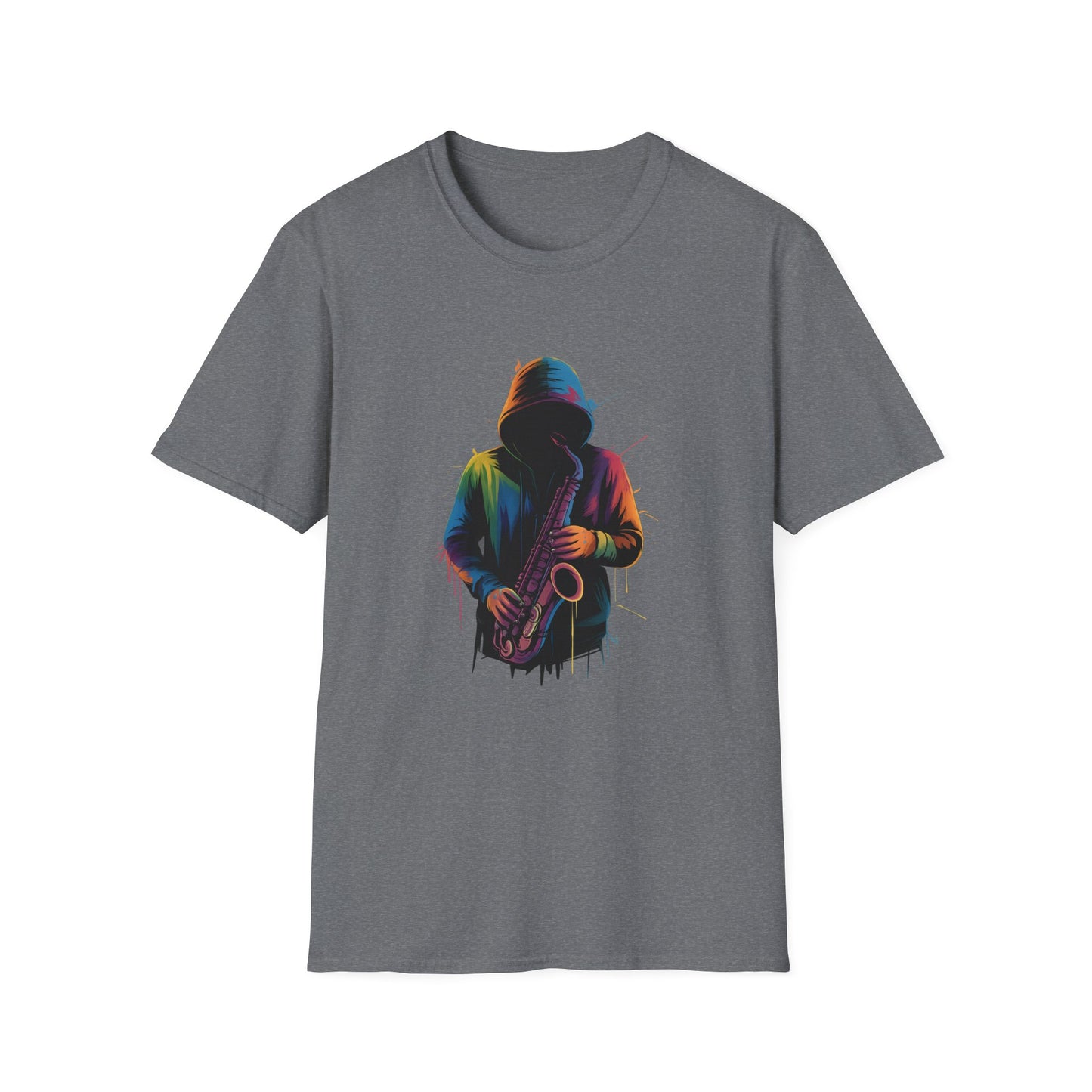 Musician Saxophonist Neon Paint Splatter T-Shirt