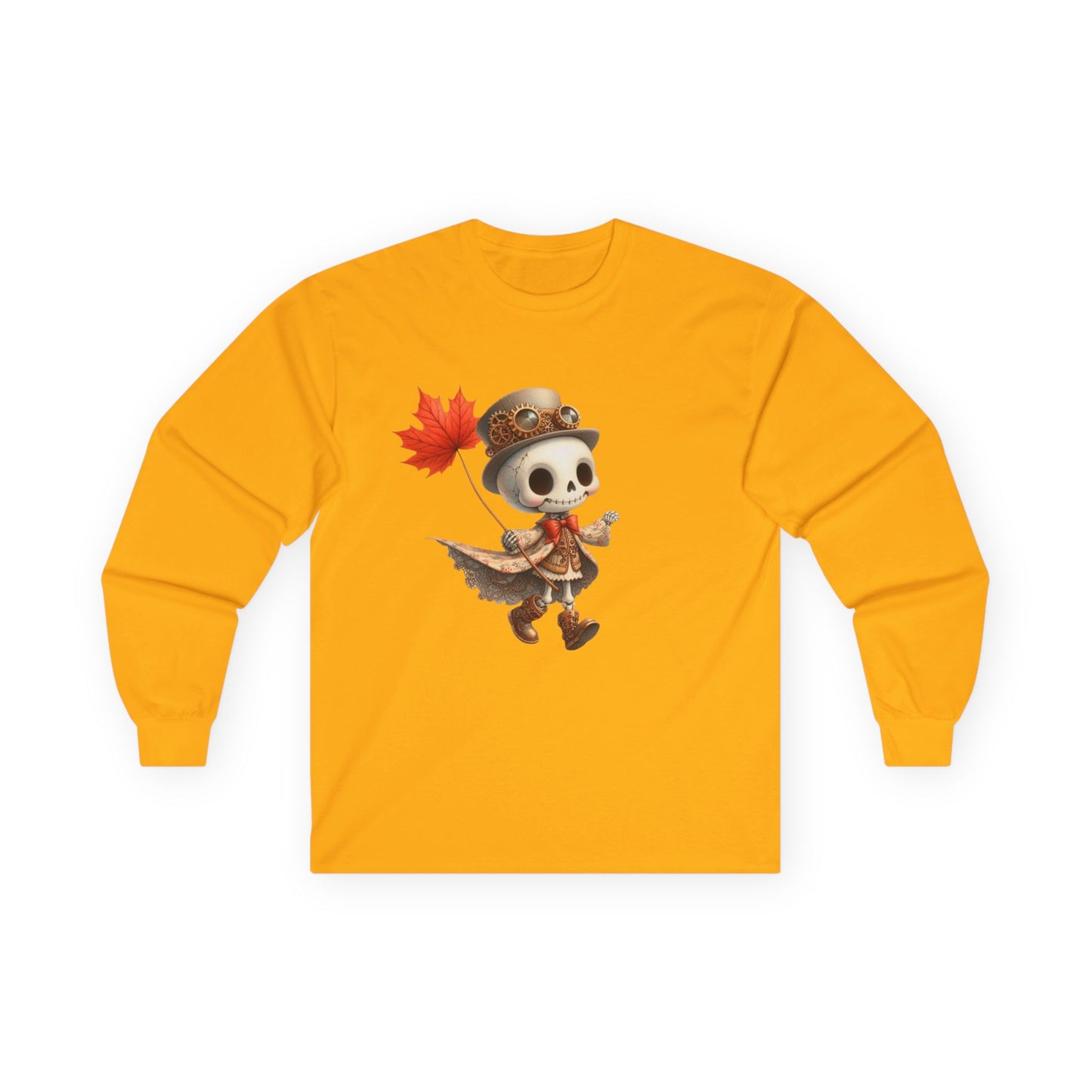 “Leaf Balloon Skeleton” Long Sleeve Tee – Steampunk Harvest Edition