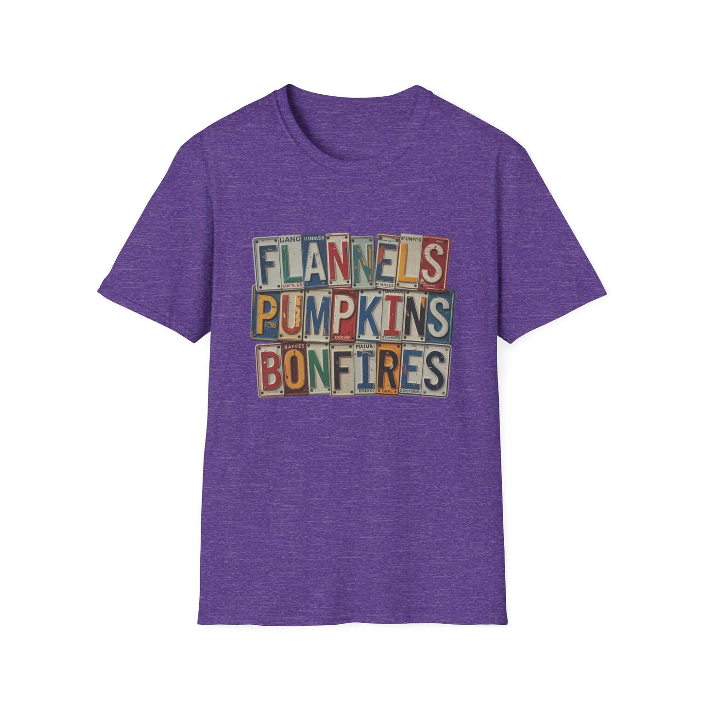 “Flannels, Pumpkins & Bonfires” Tee – License Plate Layers Edition