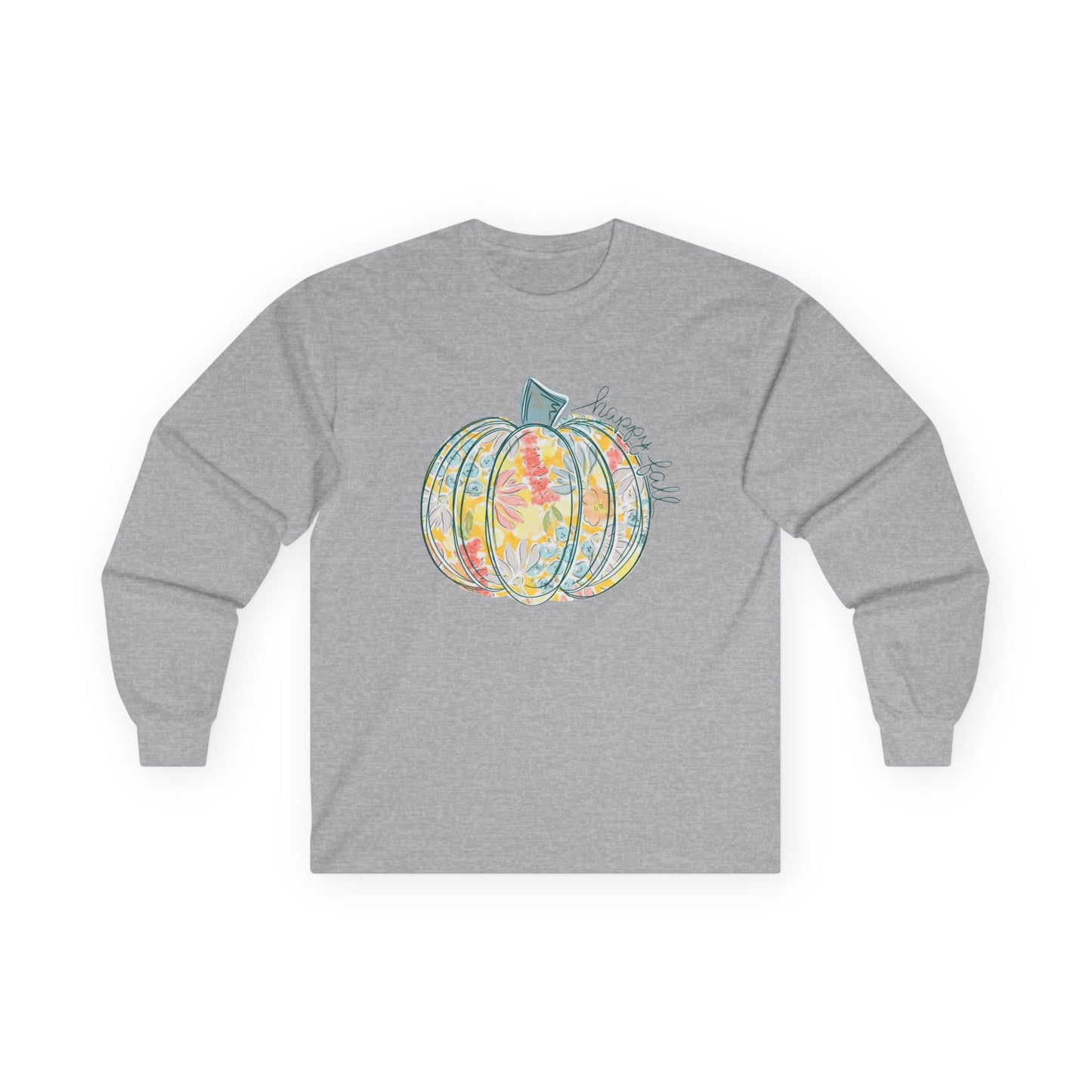 “Happy Fall Floral Pumpkin” Long Sleeve Tee – Bloom & Gourd Edition