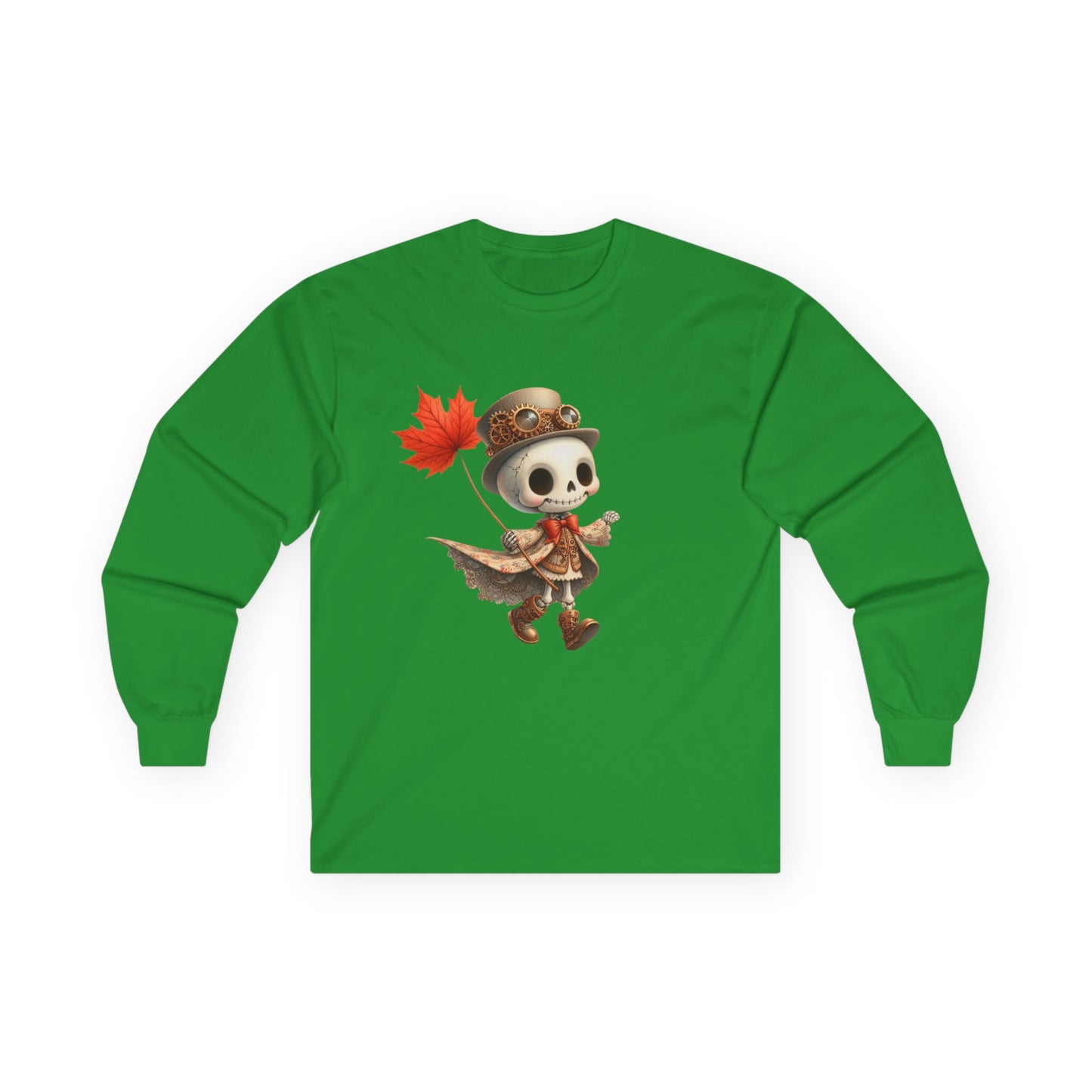 “Leaf Balloon Skeleton” Long Sleeve Tee – Steampunk Harvest Edition