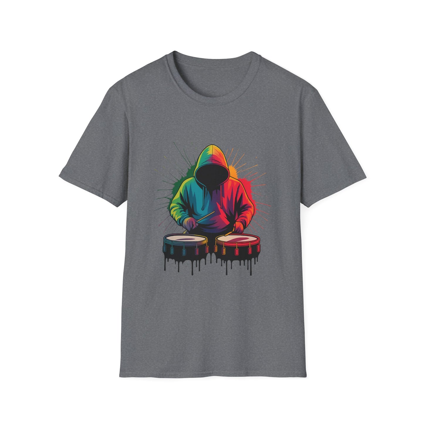 Neon Musician Drummer Paint Splatter T-Shirt