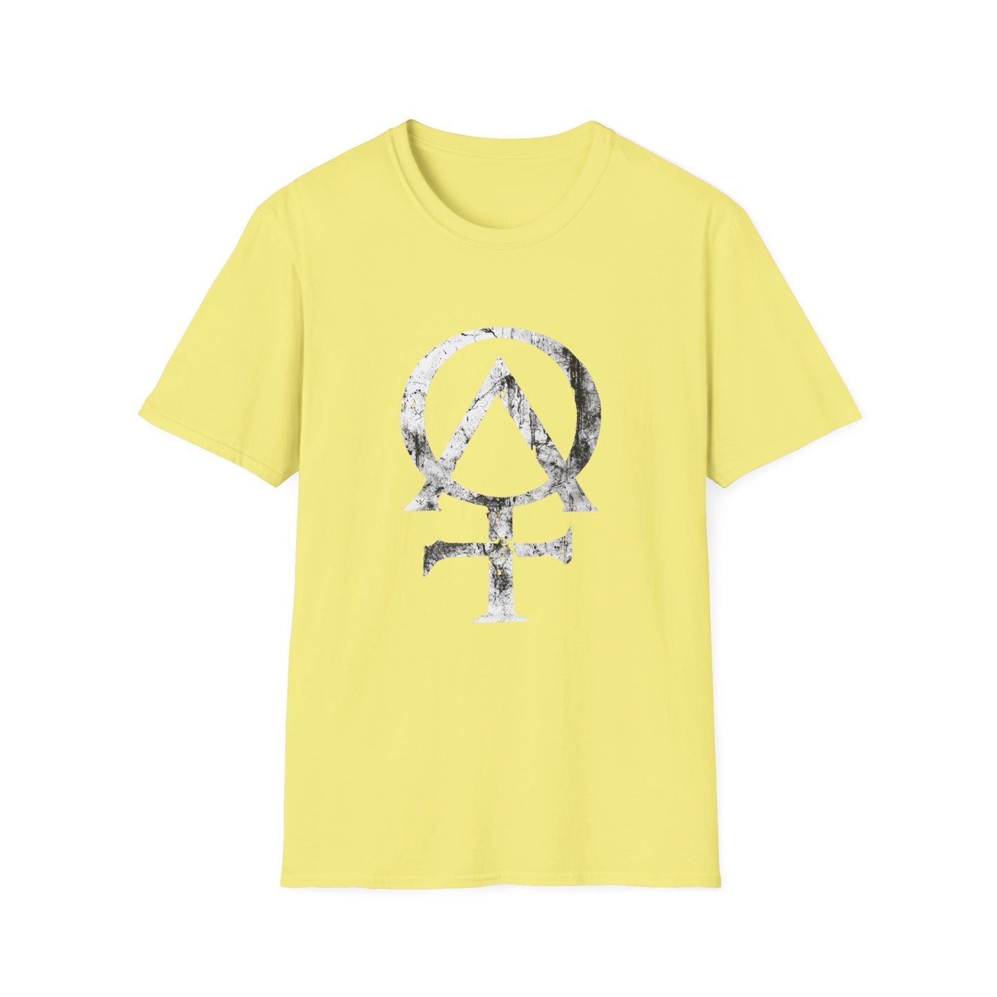 Alpha and Omega Distressed Christian Cross Emblem Tee