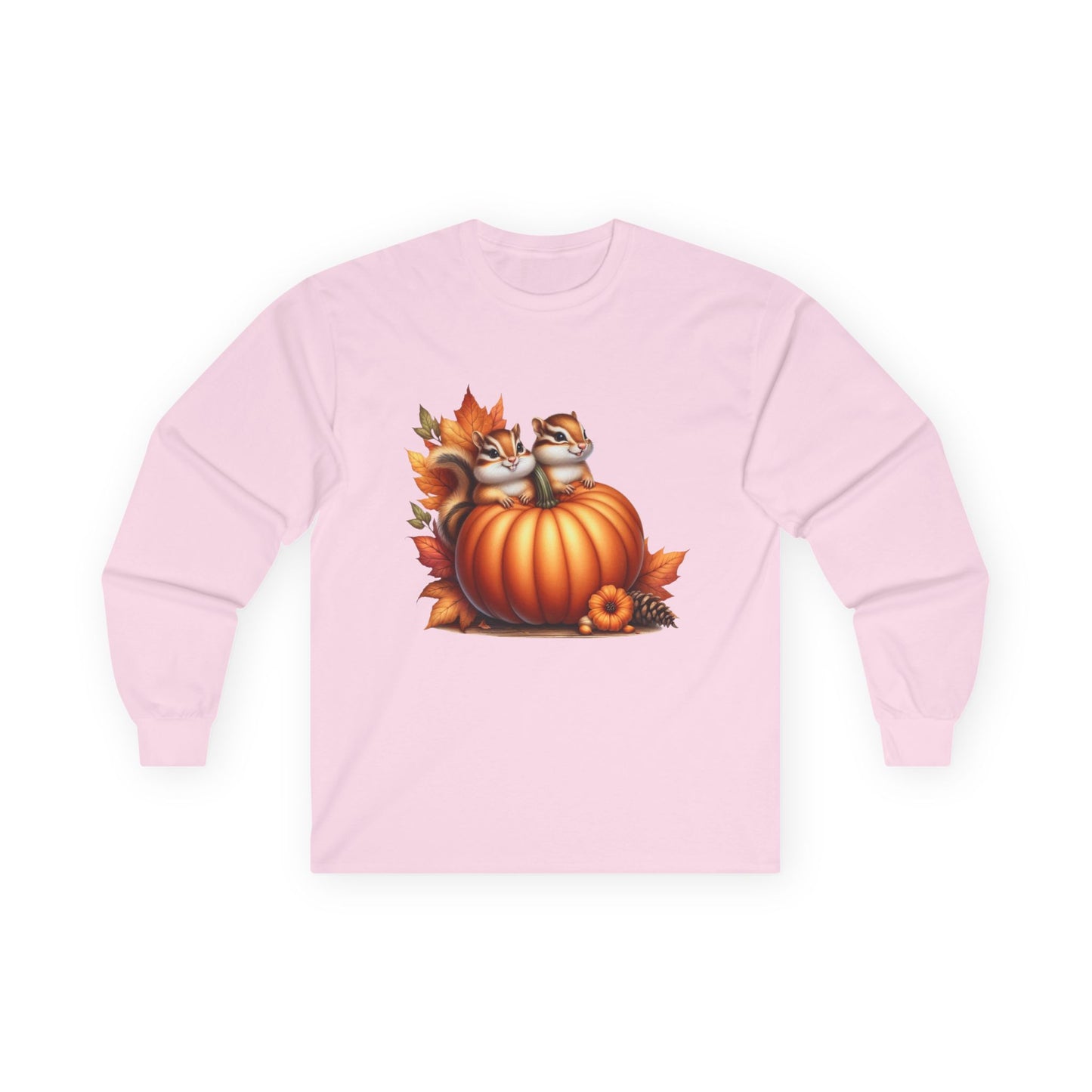 “Pumpkin Perch Chipmunks” Long Sleeve Tee – Harvest Heart Edition