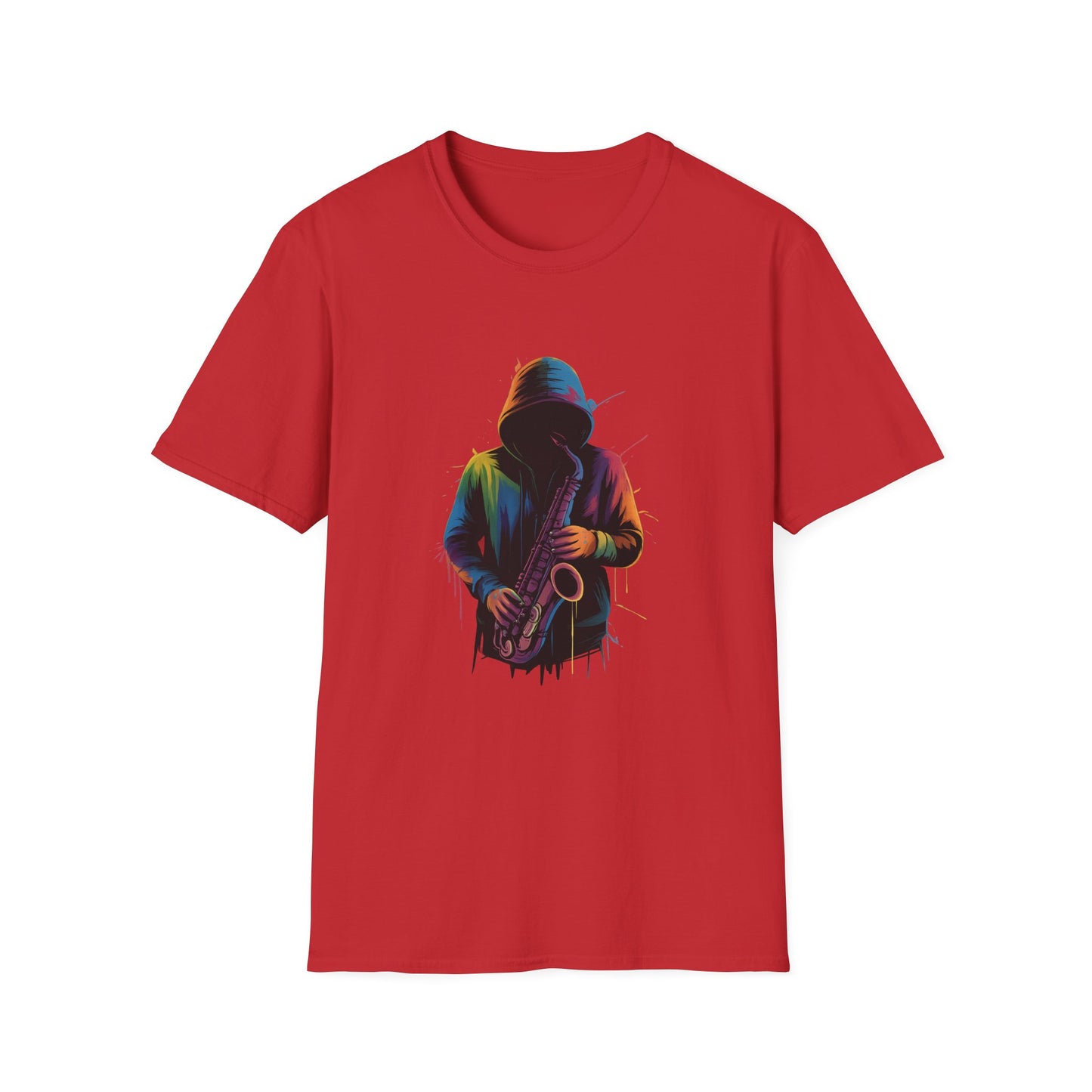 Musician Saxophonist Neon Paint Splatter T-Shirt