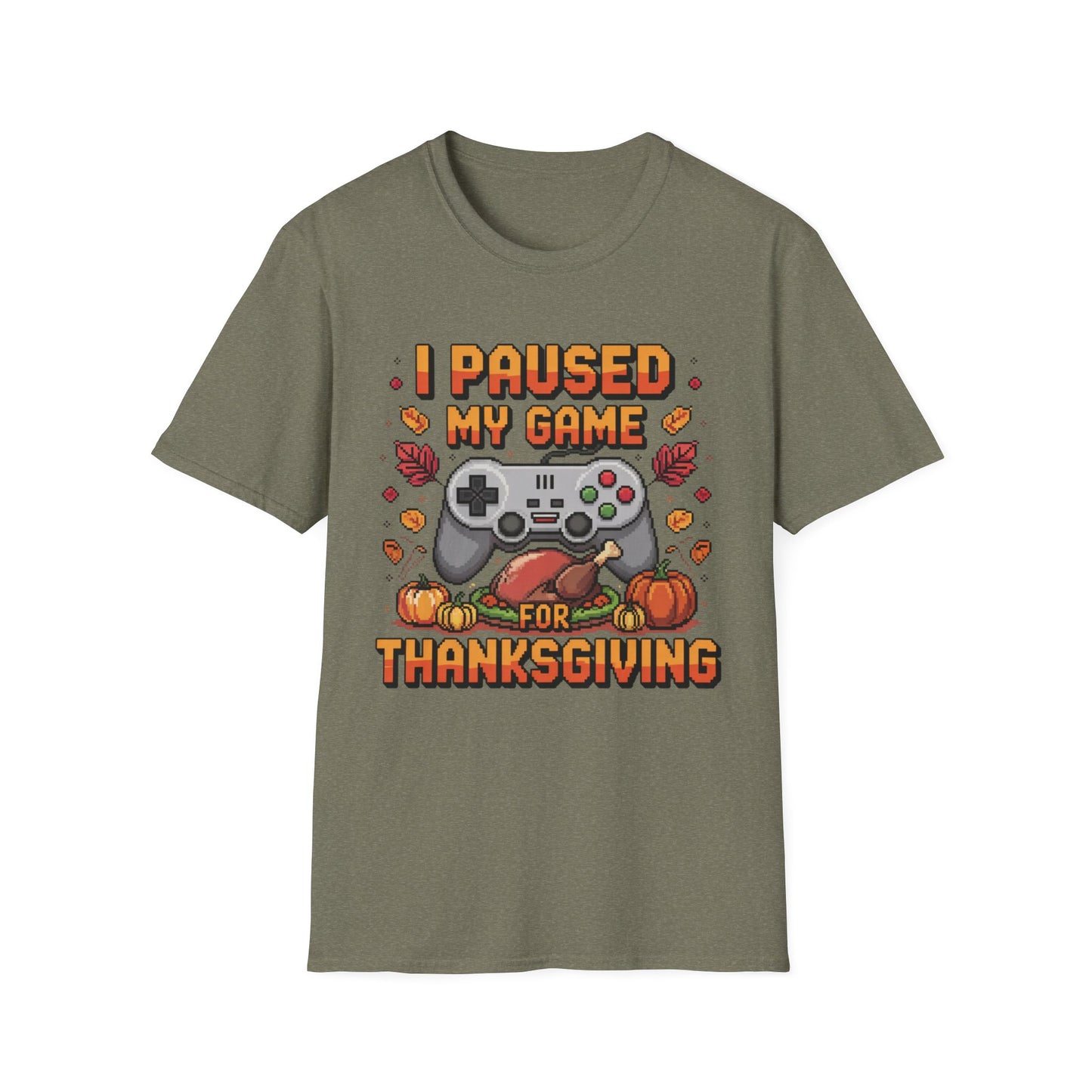 I Paused My Game for Thanksgiving – Pixel Feast Edition Short Sleeve Tee