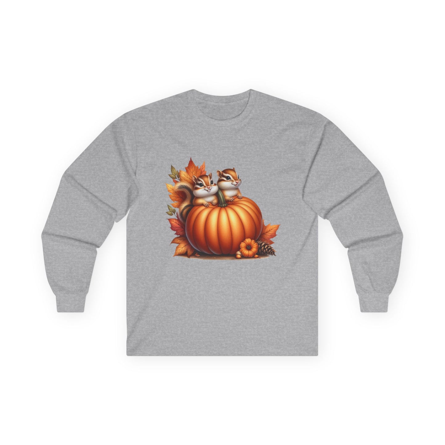 “Pumpkin Perch Chipmunks” Long Sleeve Tee – Harvest Heart Edition