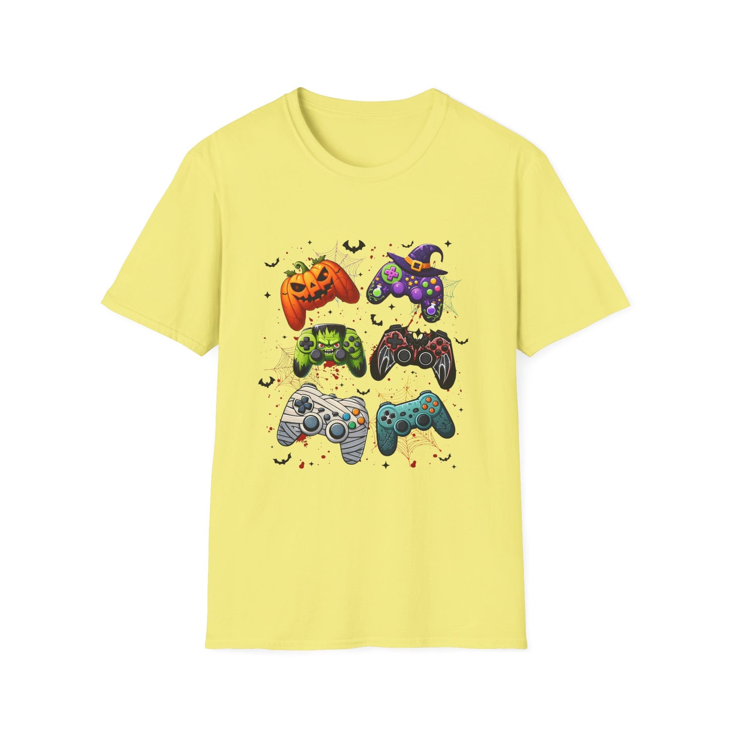 Halloween Gamepad T-Shirt, Gamer Tee for Horror Levels, Spooky Season Shirt, Unisex Softstyle Top, Cursed Vibe Controller Costume