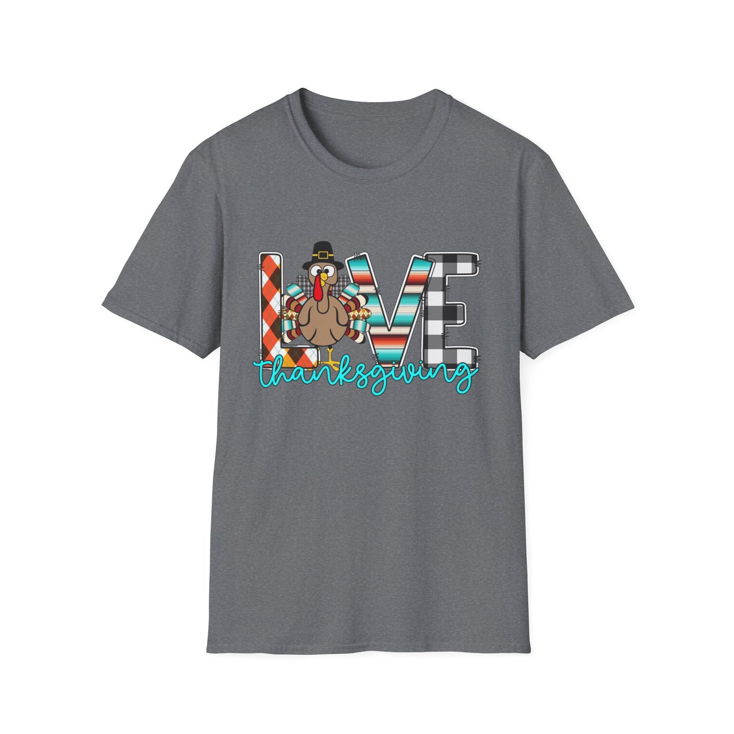 LOVE Thanksgiving – Patterned Letter & Turkey Edition Short Sleeve Tee