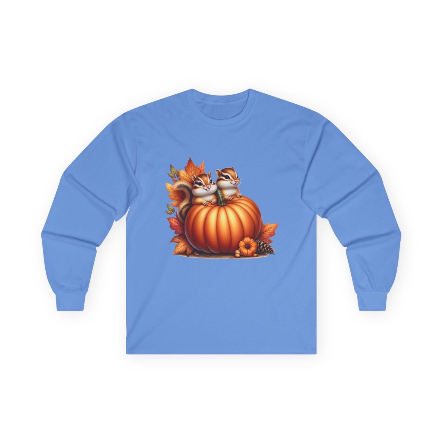 “Pumpkin Perch Chipmunks” Long Sleeve Tee – Harvest Heart Edition