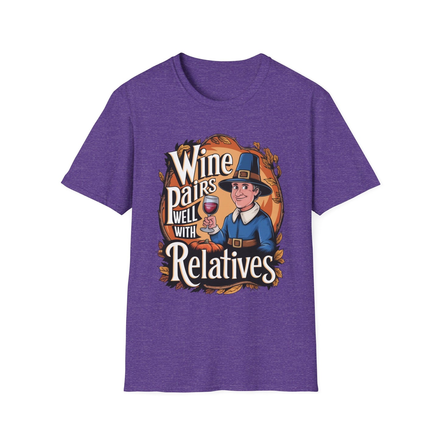 Wine Pairs Well With Relatives – Pilgrim Pour Edition Short Sleeve Tee