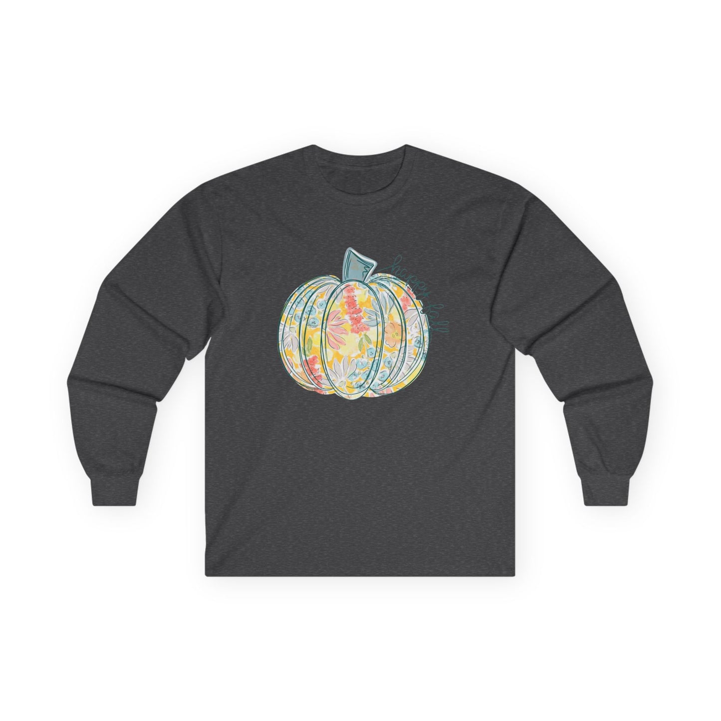 “Happy Fall Floral Pumpkin” Long Sleeve Tee – Bloom & Gourd Edition