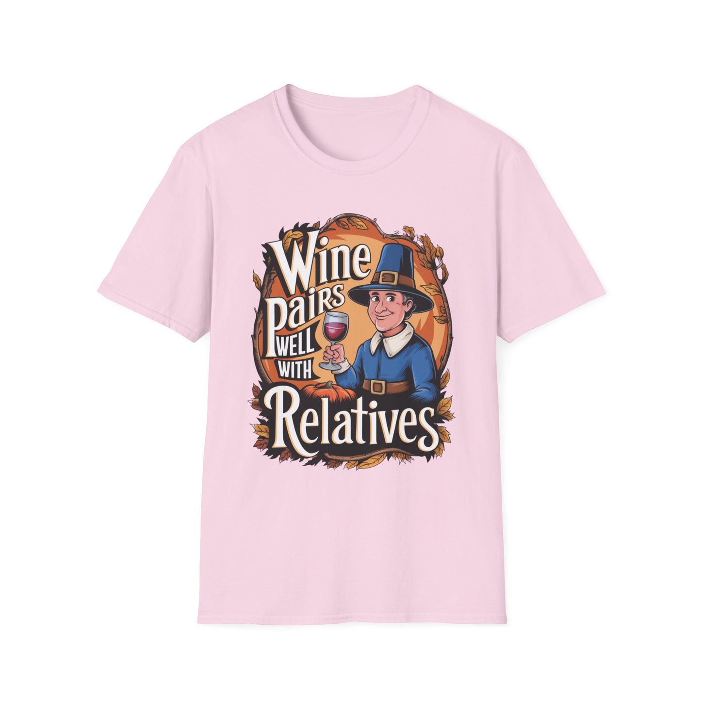 Wine Pairs Well With Relatives – Pilgrim Pour Edition Short Sleeve Tee