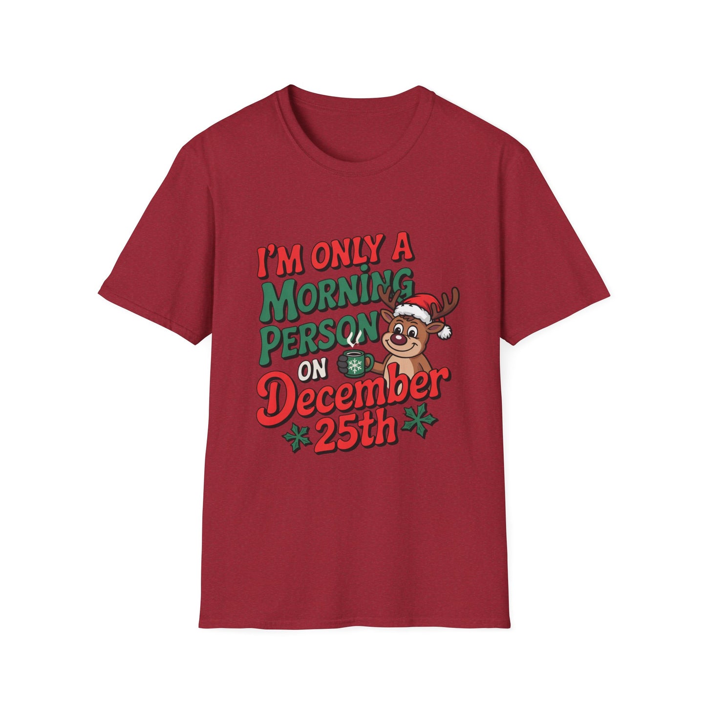 Reindeer December 25th Morning Tee – Powered by Presents & Peppermint