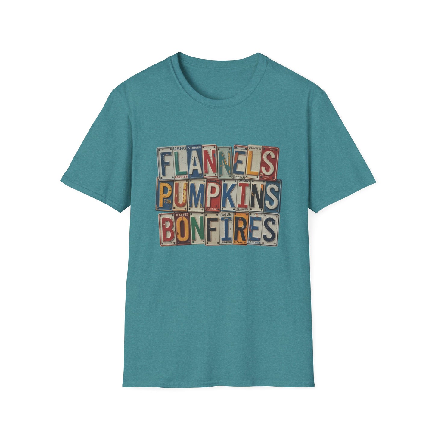 “Flannels, Pumpkins & Bonfires” Tee – License Plate Layers Edition
