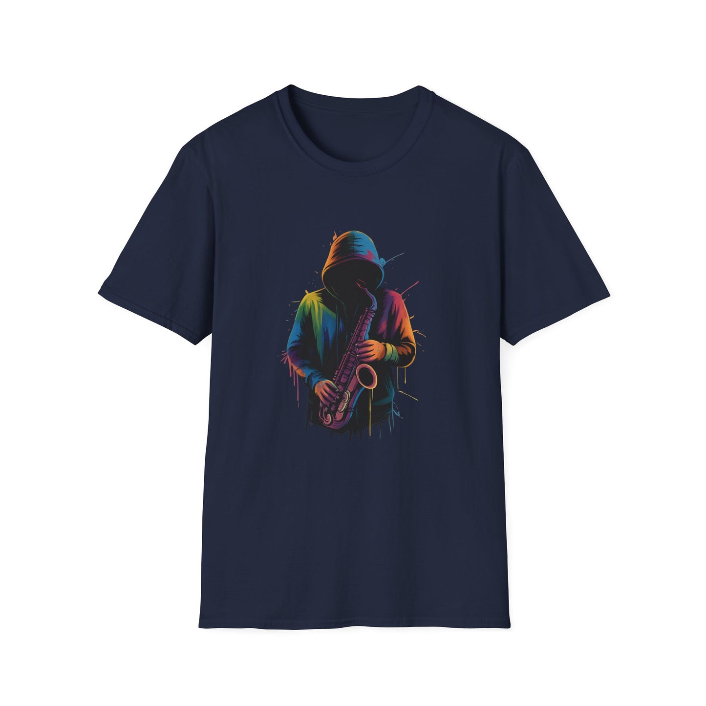 Musician Saxophonist Neon Paint Splatter T-Shirt