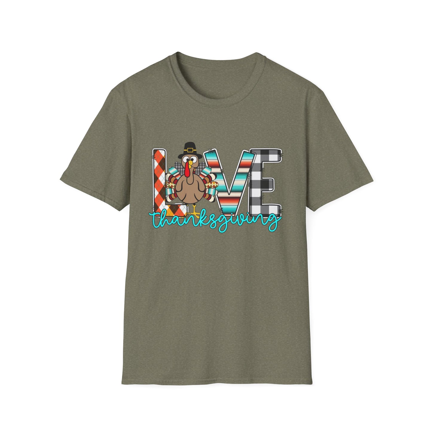 LOVE Thanksgiving – Patterned Letter & Turkey Edition Short Sleeve Tee
