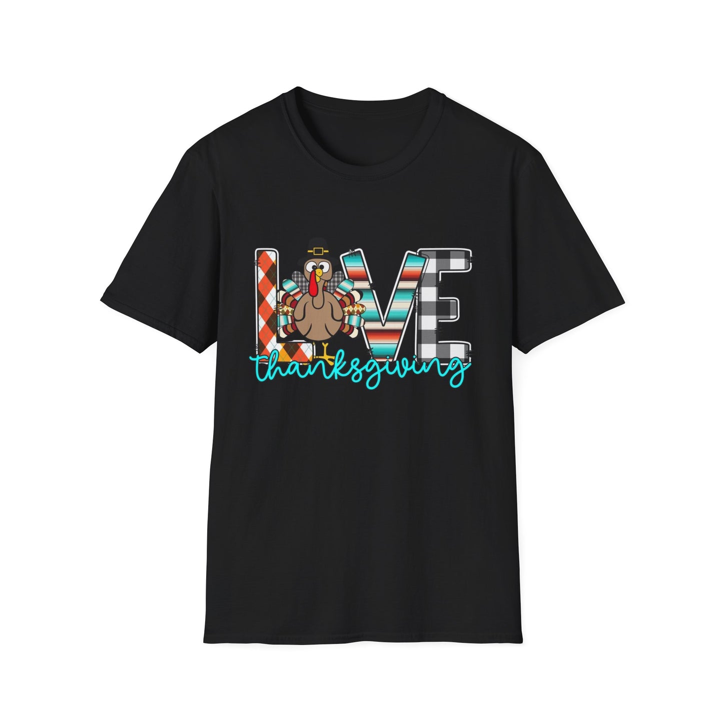 LOVE Thanksgiving – Patterned Letter & Turkey Edition Short Sleeve Tee