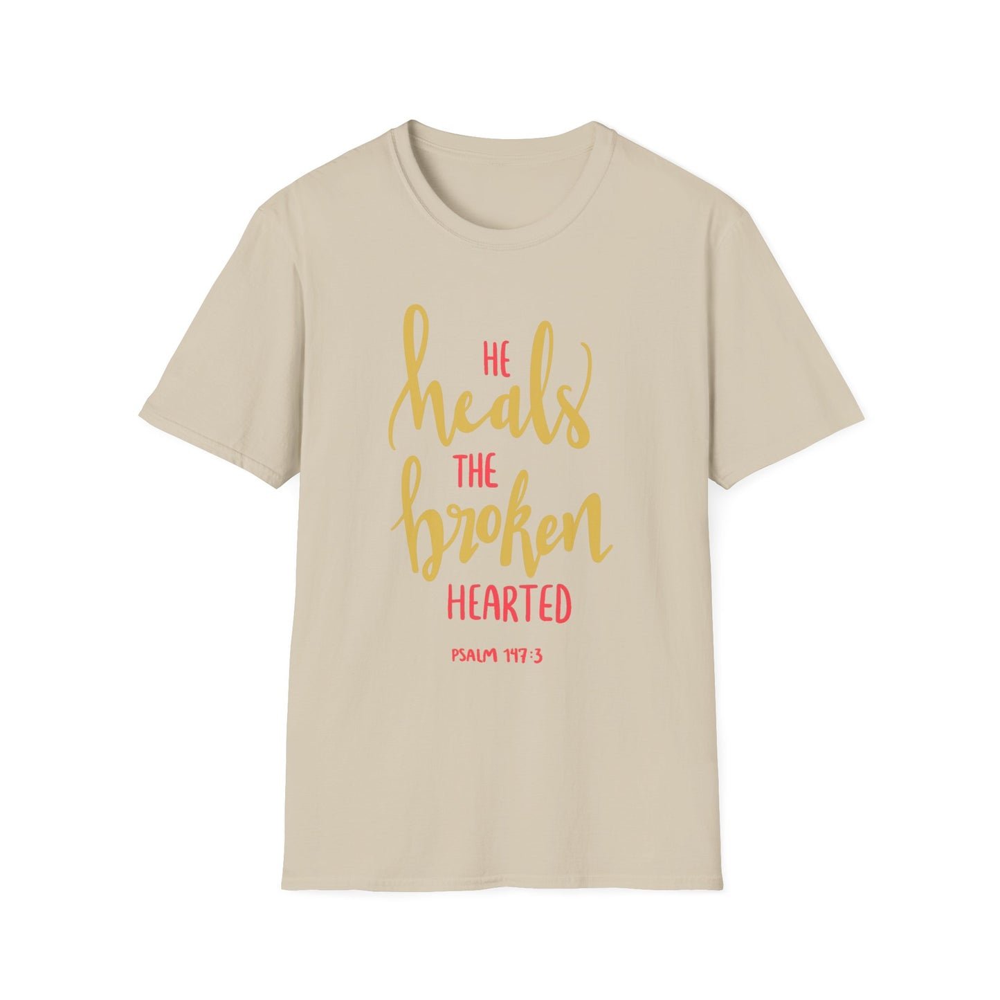 He Heals the Brokenhearted Tee – Psalm 147:3 Comfort Edition