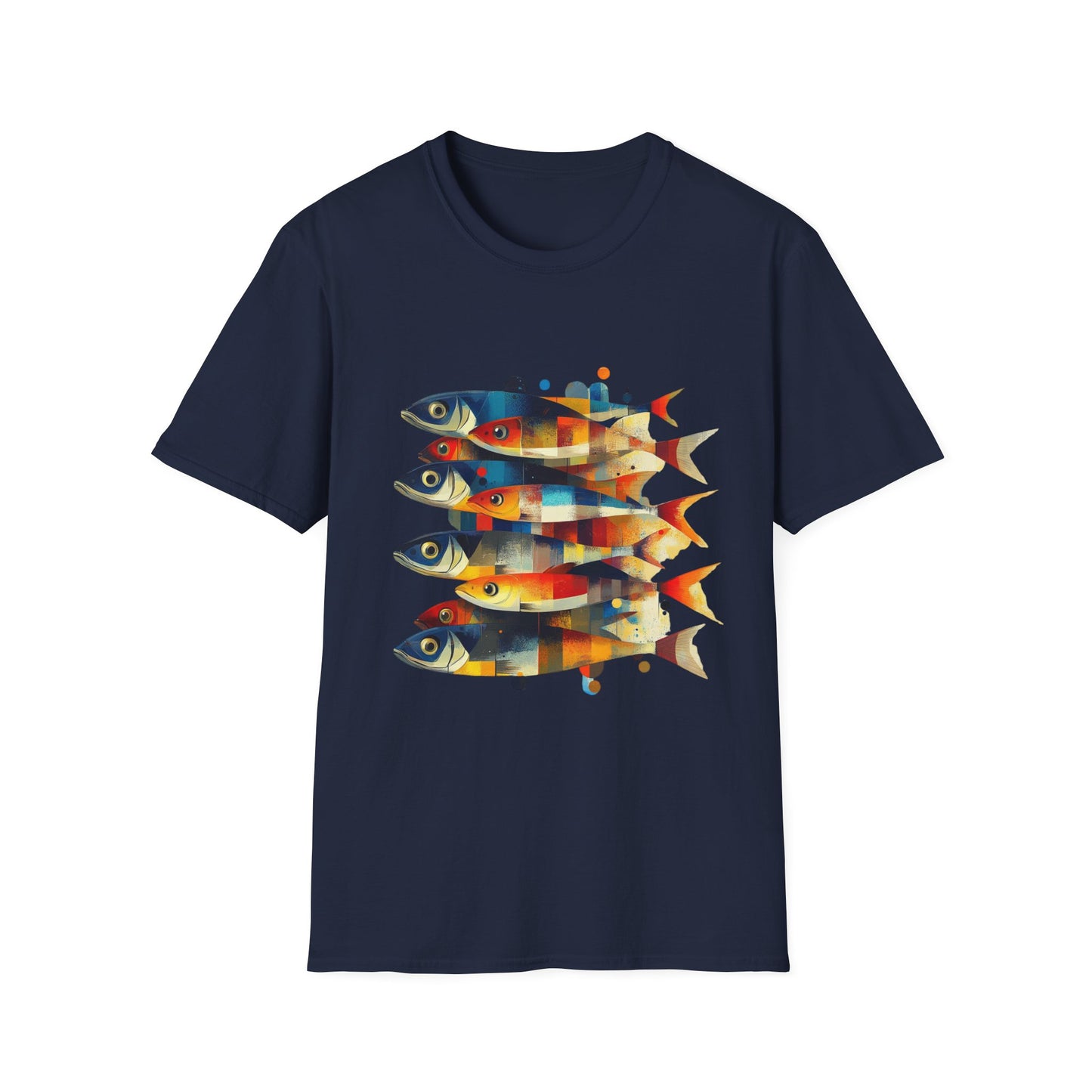Stacked Signals – Abstract Fish Formation Tee