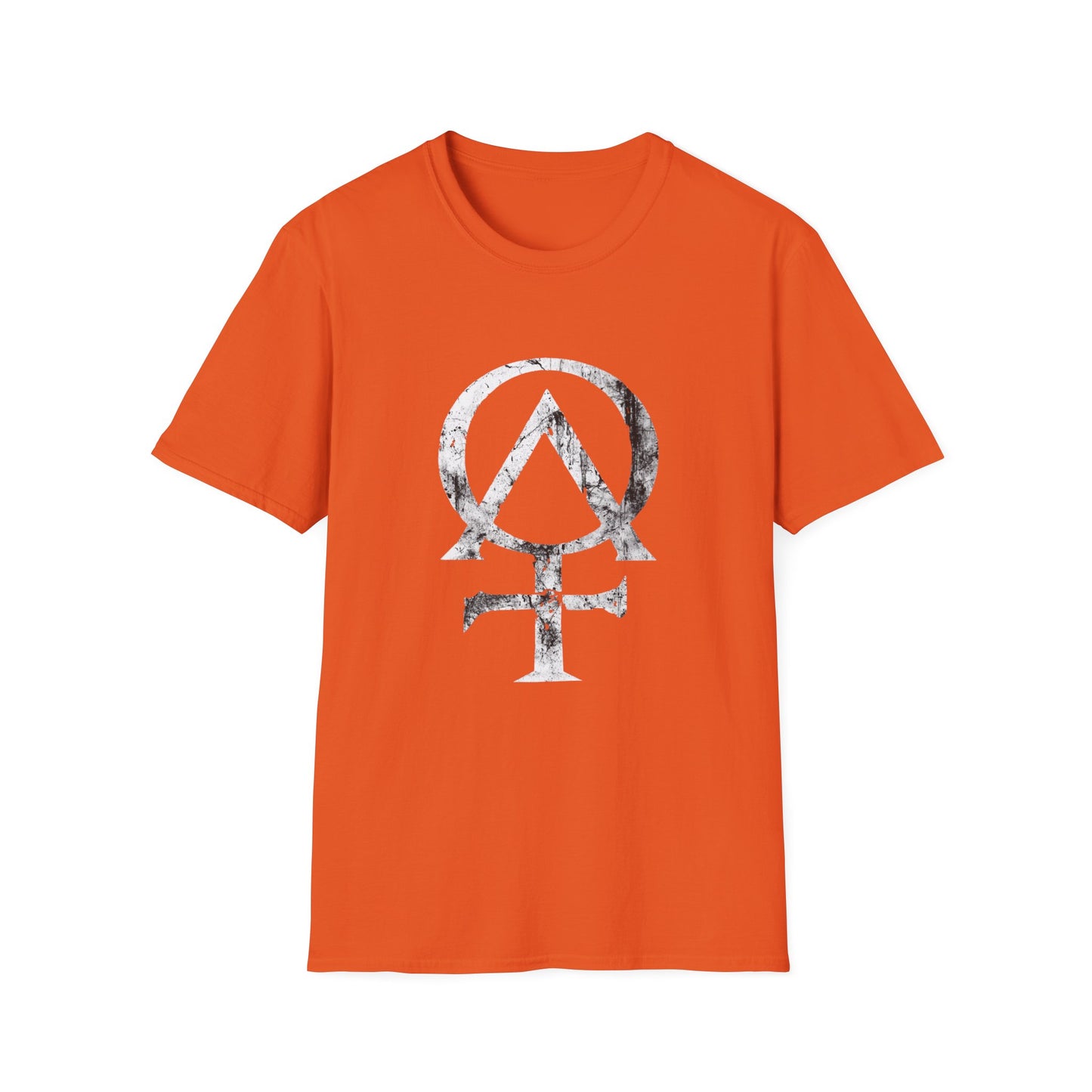 Alpha and Omega Distressed Christian Cross Emblem Tee