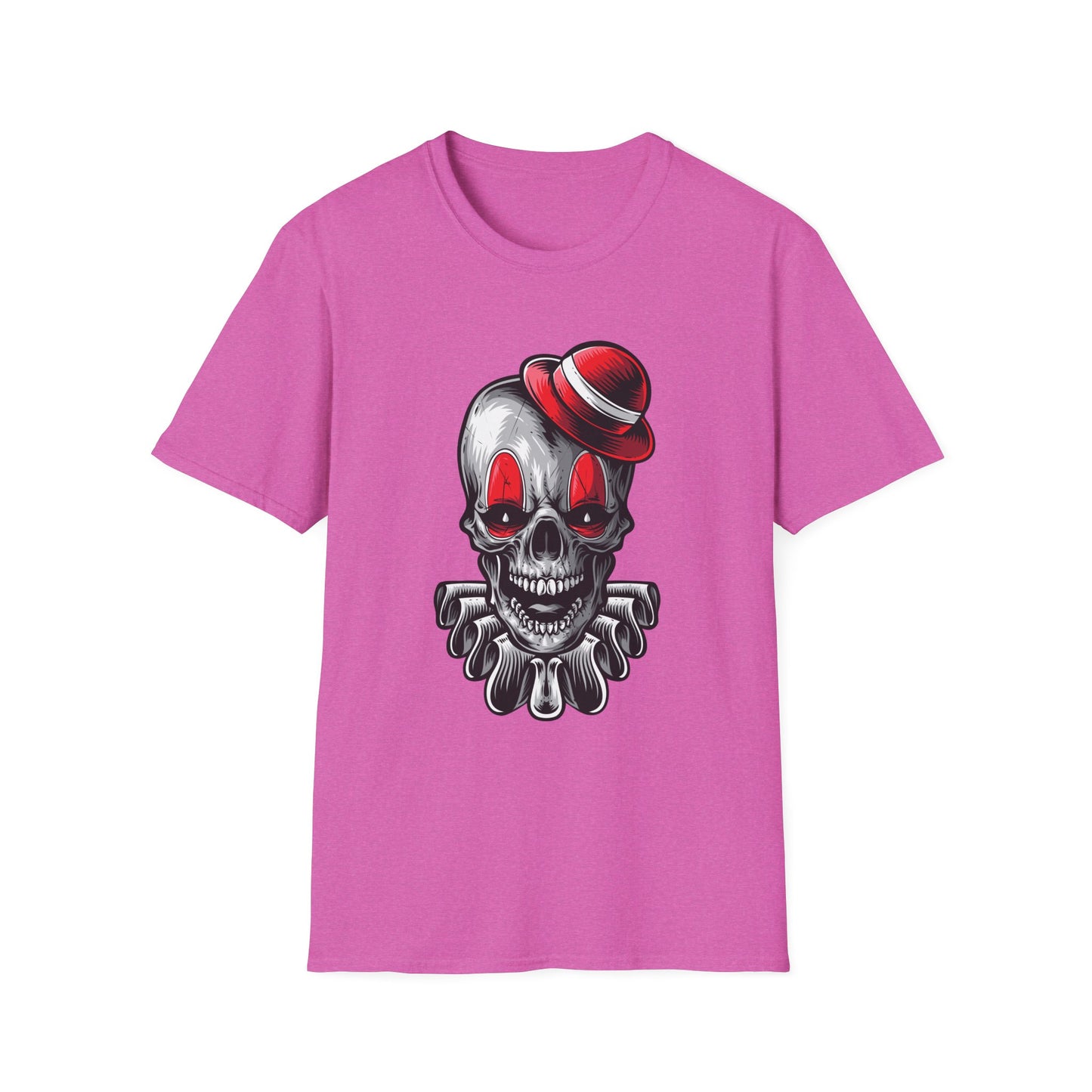 Skull Clown Graphic Tee with Red Eyes