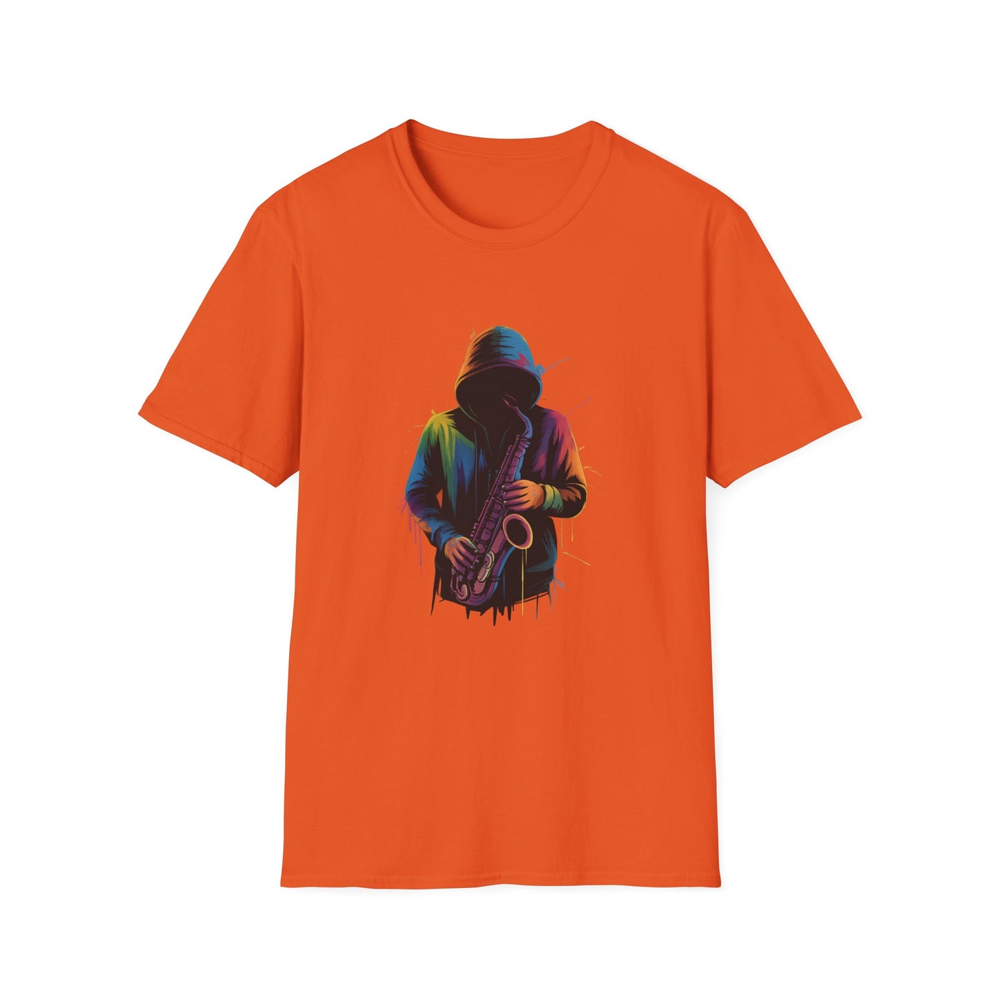 Musician Saxophonist Neon Paint Splatter T-Shirt