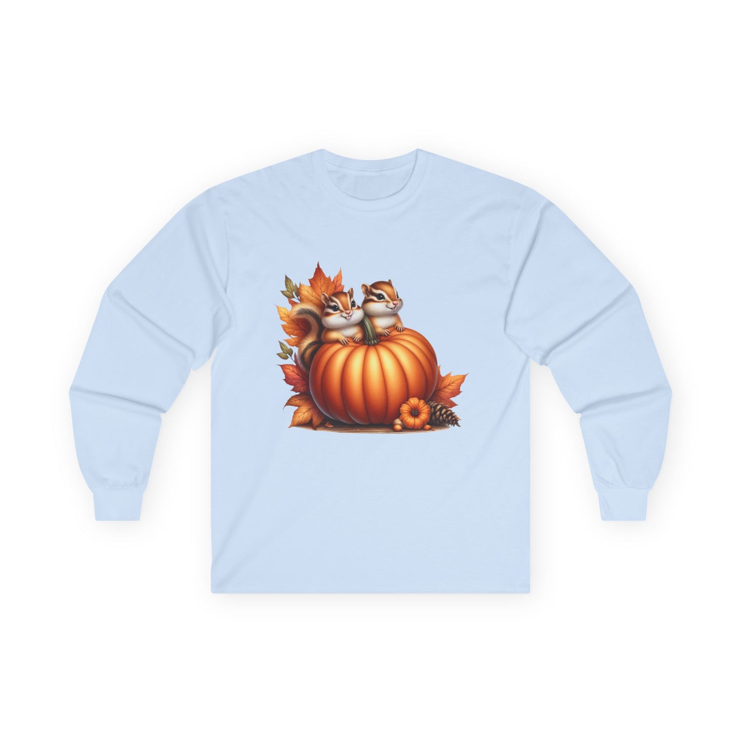 “Pumpkin Perch Chipmunks” Long Sleeve Tee – Harvest Heart Edition